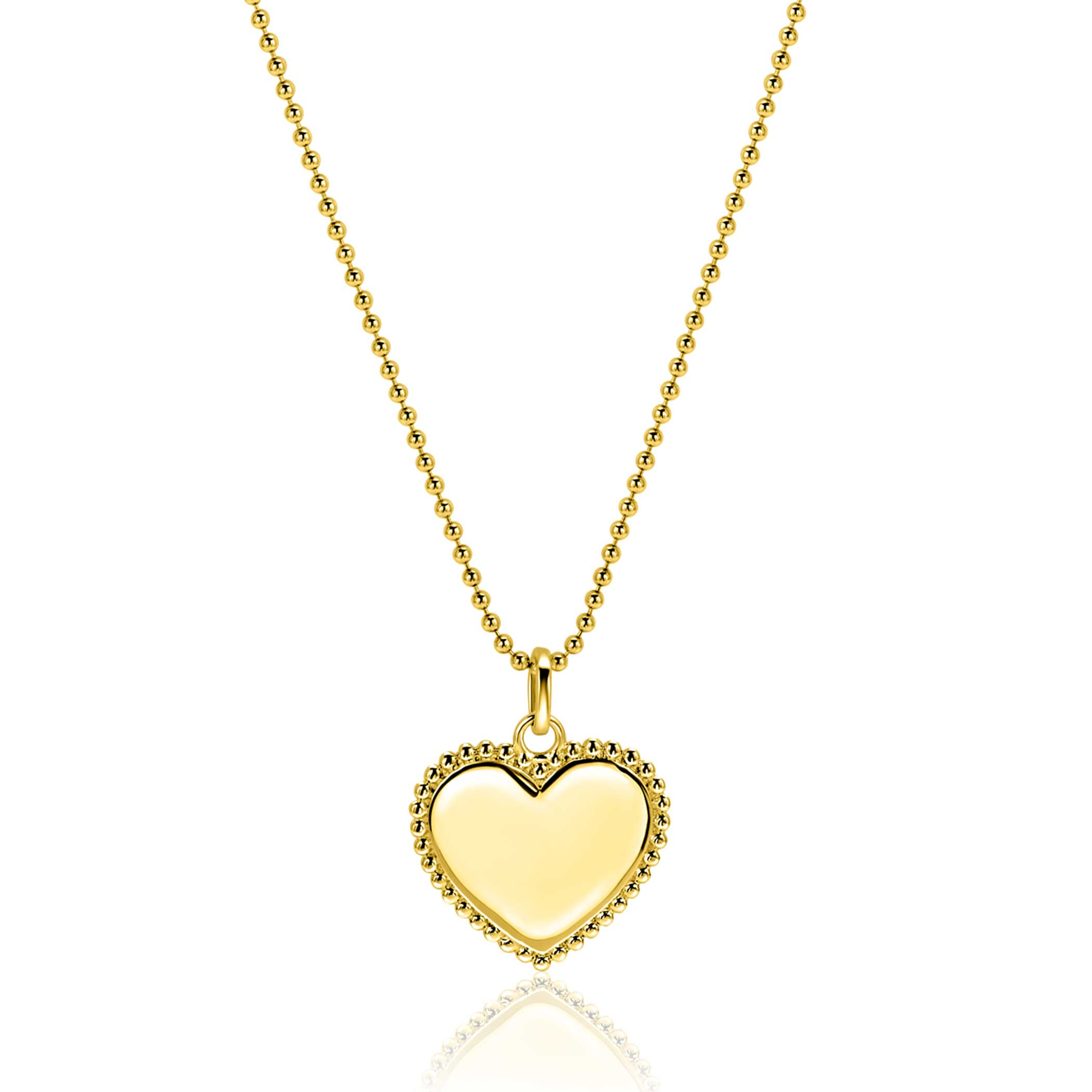 21mm ZINZI gold plated silver heart pendant with pearl rim for engraving ZIH2653G (without chain)