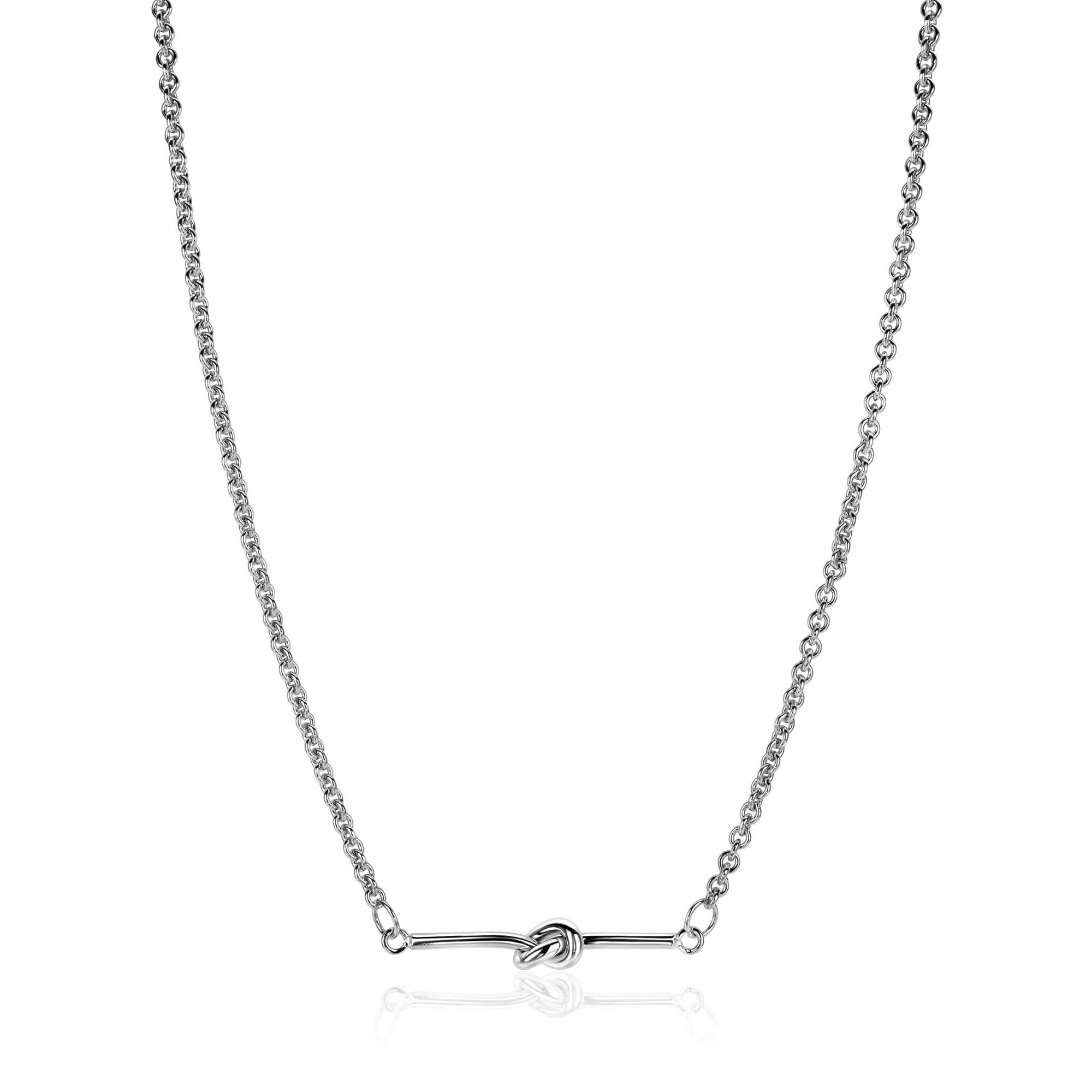 ZINZI silver jasseron link necklace with bar and knot, 43-45cm, ZIC-BF99