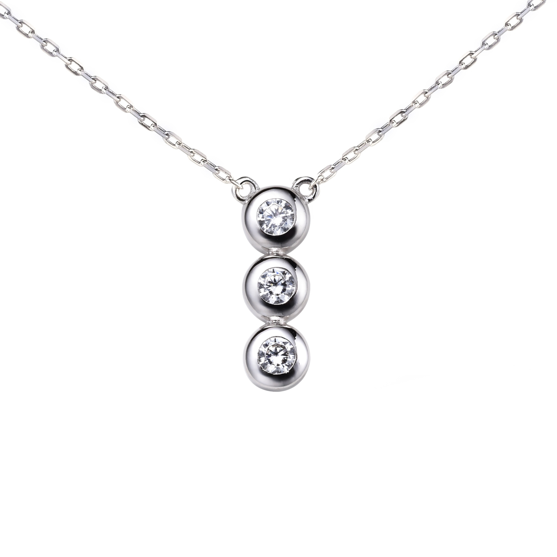 ZINZI Sterling Silver Necklace Pendant Round with White Zirconias 45cm ZIC1443