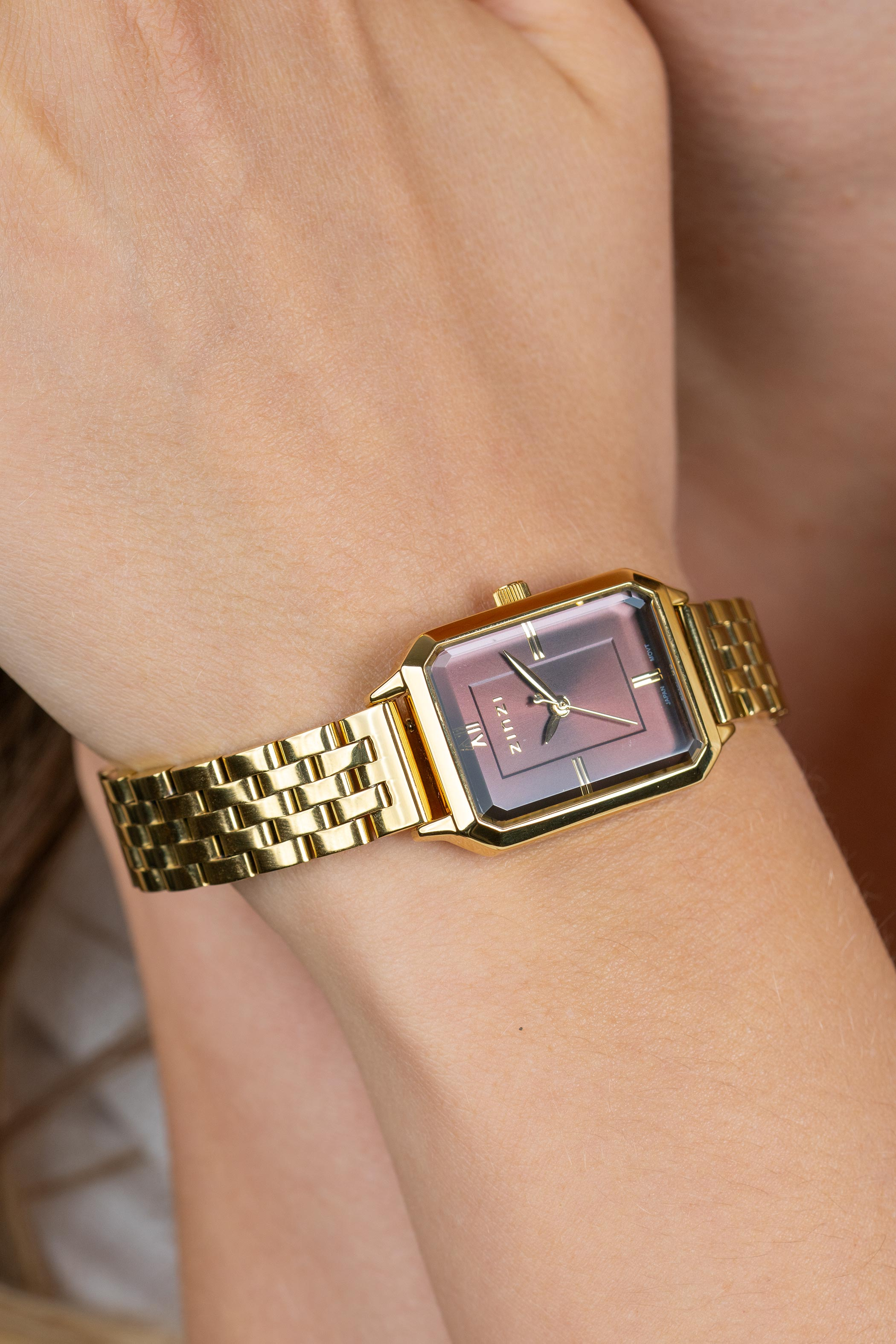 ZINZI Allure Watch 30mm Brown Colored Dial Gold Colored Case and Stainless Steel Band Japanese movement  ZIW2536