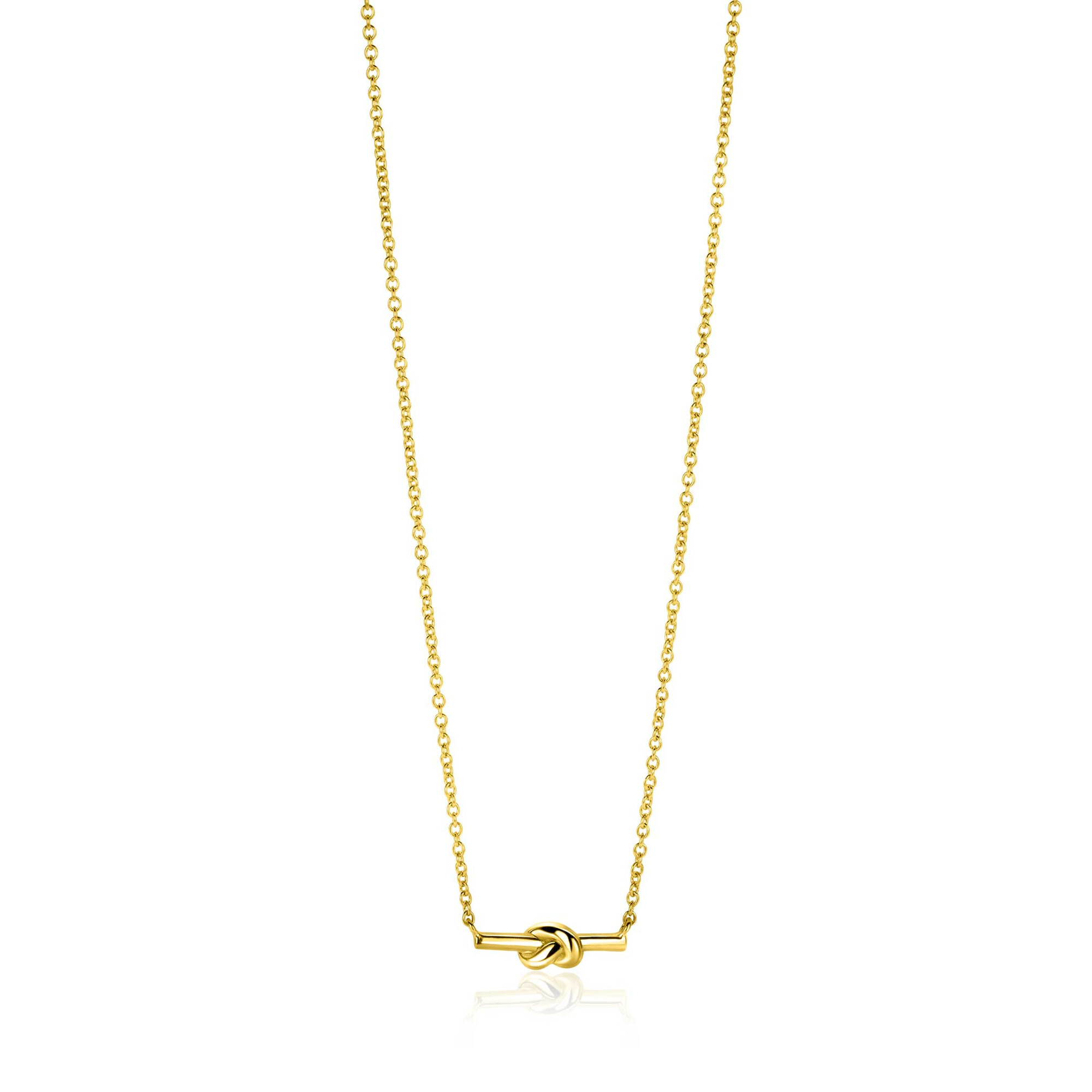 ZINZI gold-plated silver link necklace with bar and trendy knot, 45-48cm, ZIC-BF115G
