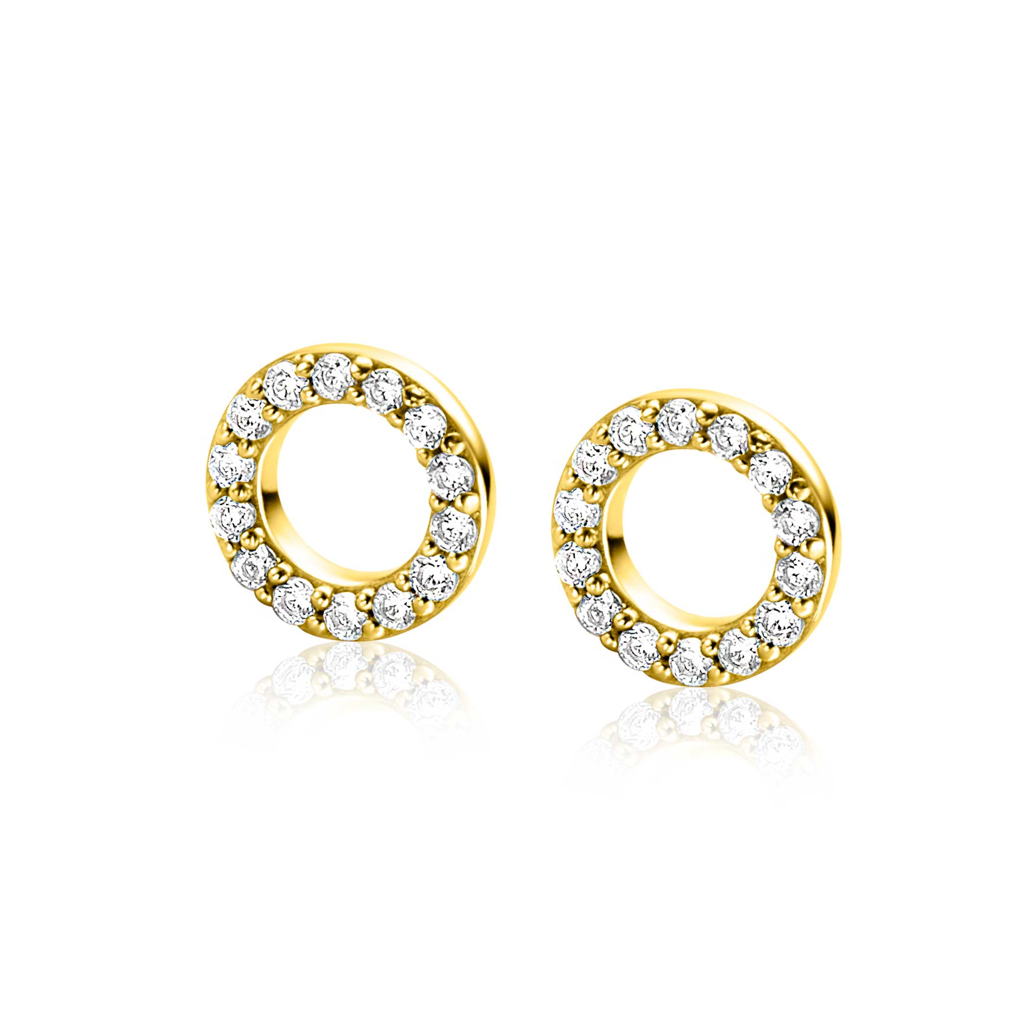 7,5mm ZINZI Gold Plated Sterling Silver Earrings Pendants Round White Zirconias ZICH2550Y (excl. hoop earrings)