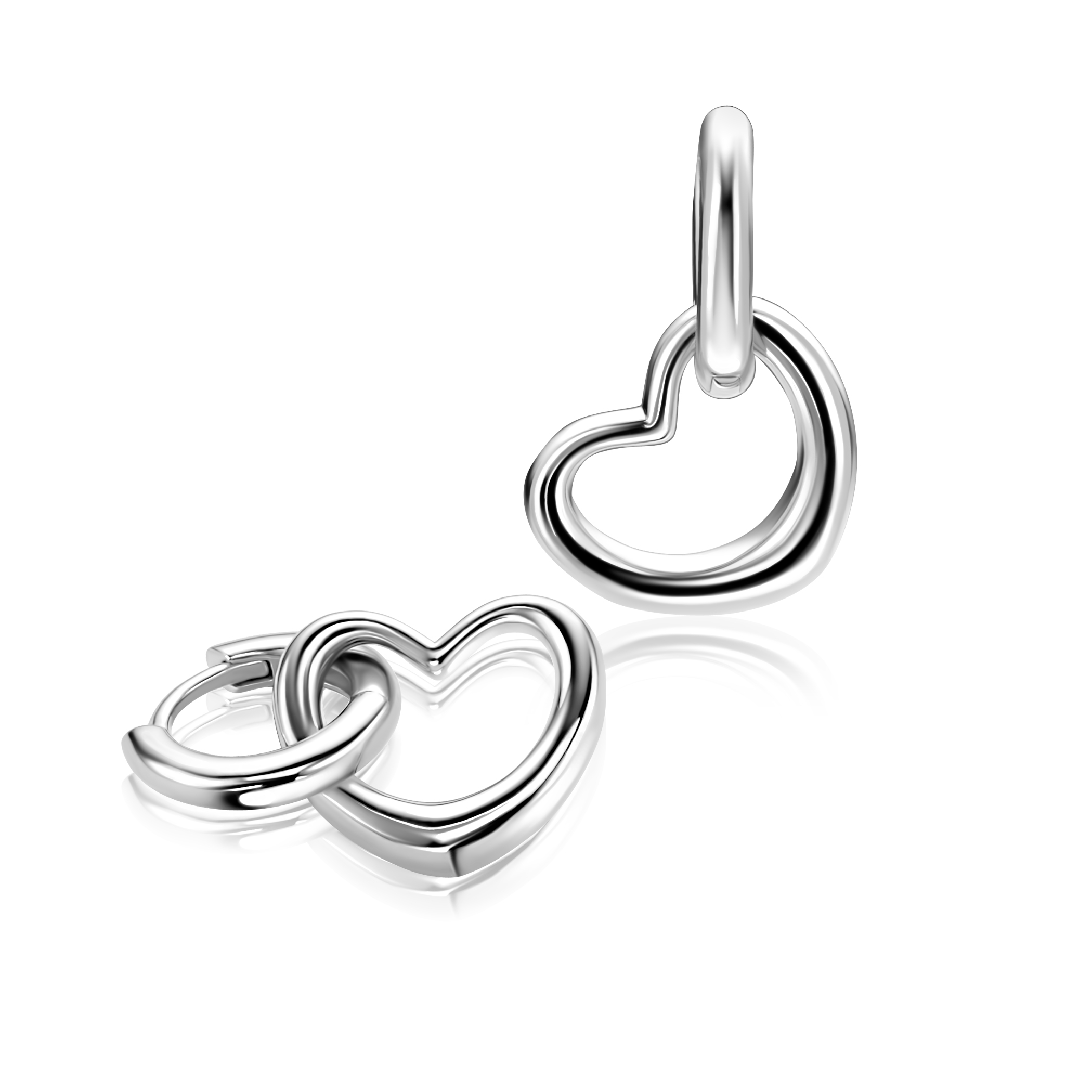 ZINZI zlv. oorbedels hart open bolle vorm