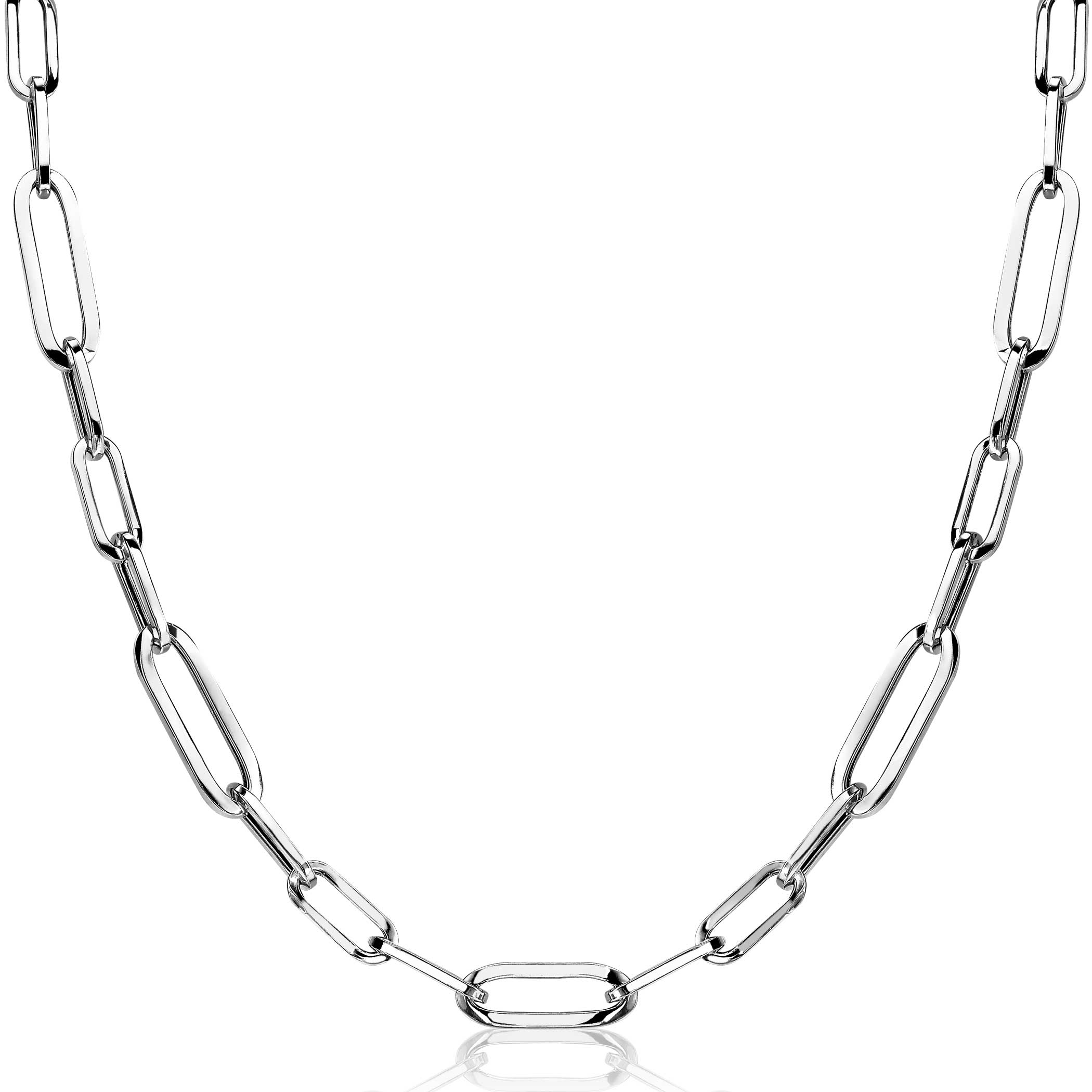 ZINZI Sterling Silver Necklace Oval ''Closed Forever'' Chains width 6mm 45cm ZIC1990