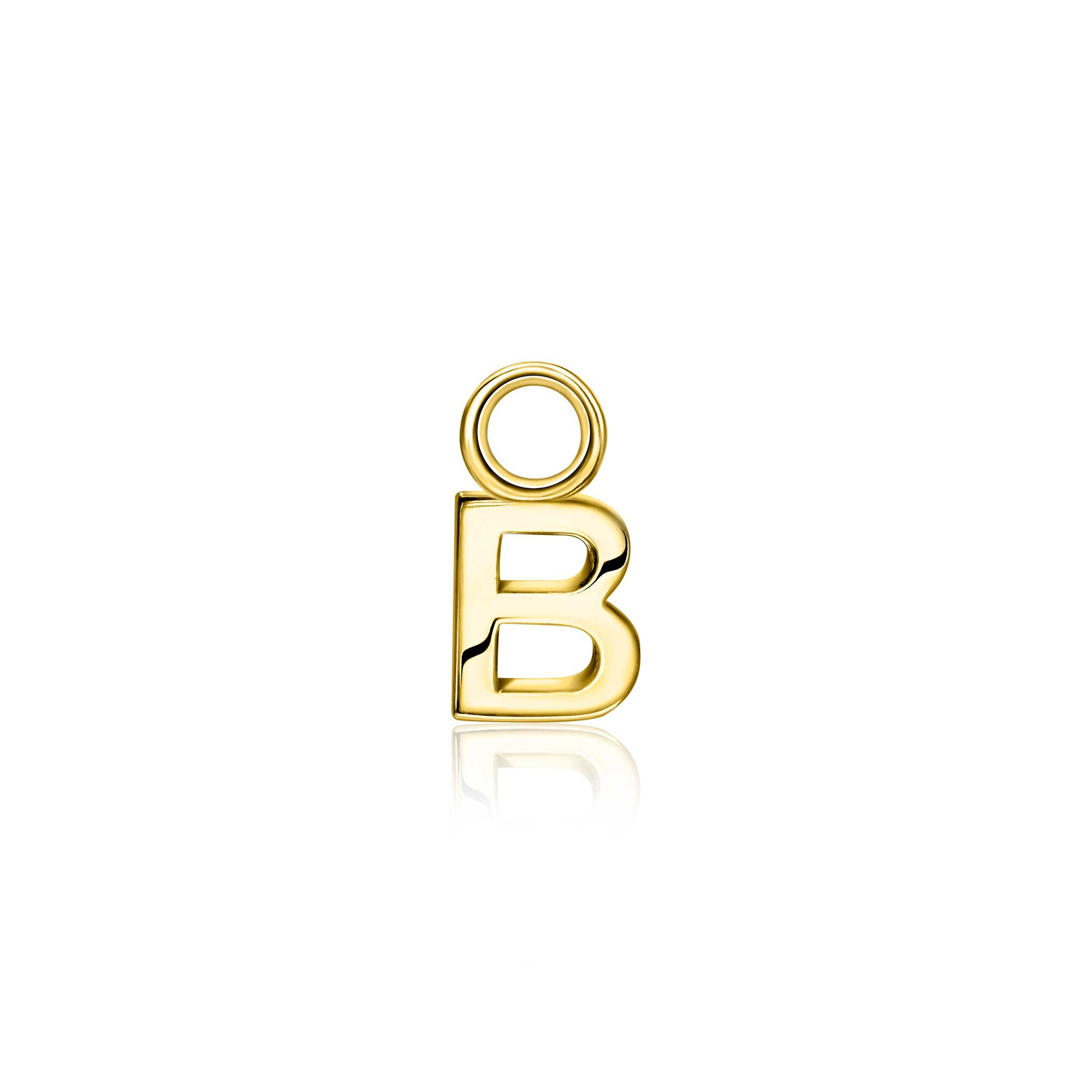 ZINZI Gold Plated Letter Earrings Pendant B price per piece ZICH2145B (excl. hoop earrings)
