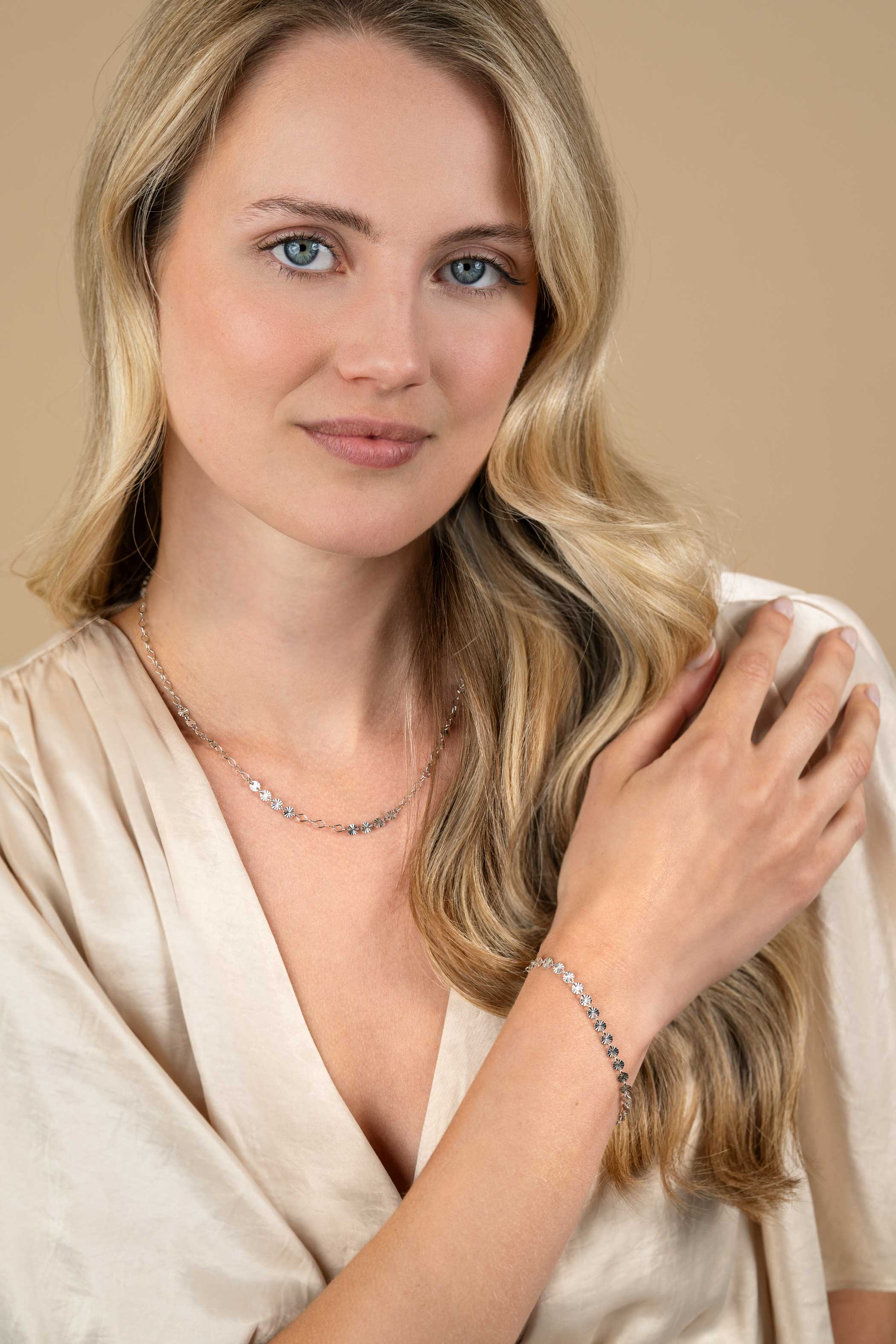 ZINZI Sterling Silver Bracelet Coins with Sunbeams width 4,3mm ZIA2272