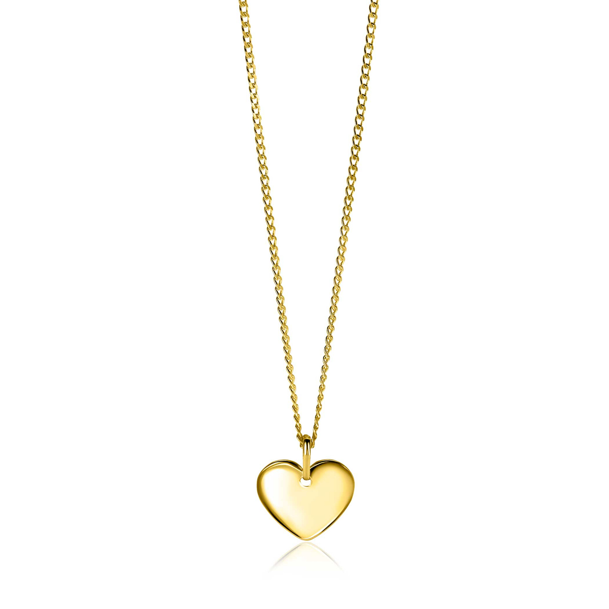 15mm ZINZI gold plated silver smooth heart pendant for engraving ZIH2346G15 (without chain)