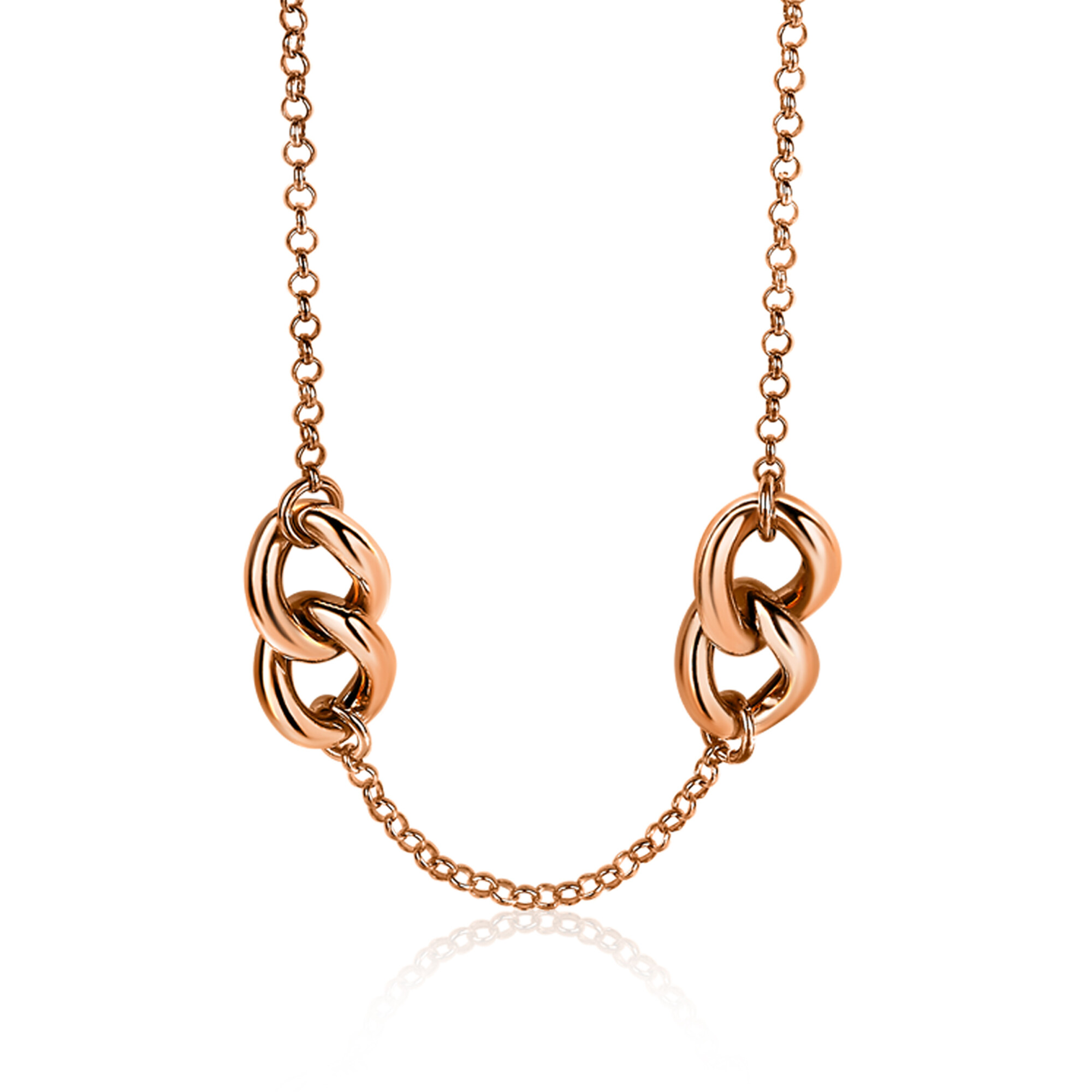 ZINZI Rose Gold Plated Sterling Silver Necklace Curb Chain 42-45cm ZIC1286R