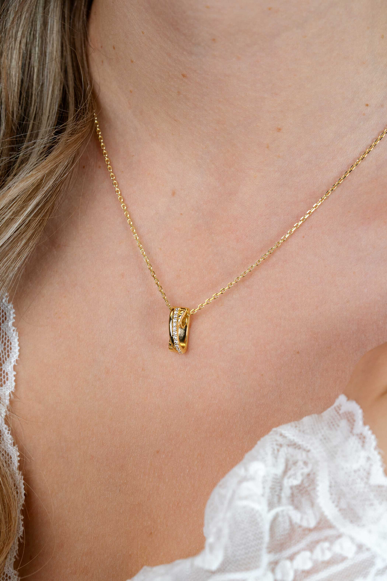 ZINZI zlv. collier gg.verg. cross-over hanger zirc.