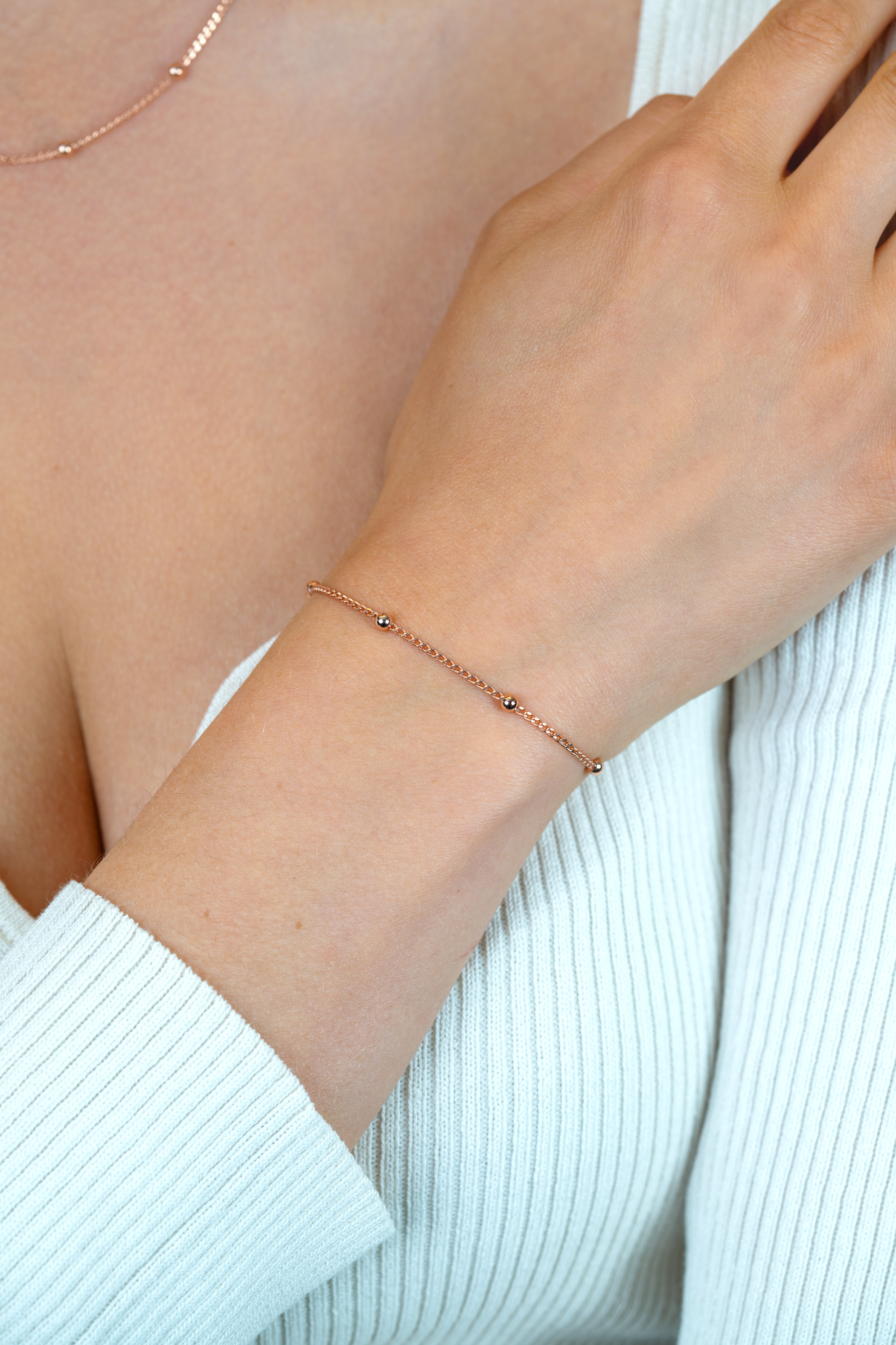 ZINZI zlv. armband rosé verg. gourmet en bolletjes