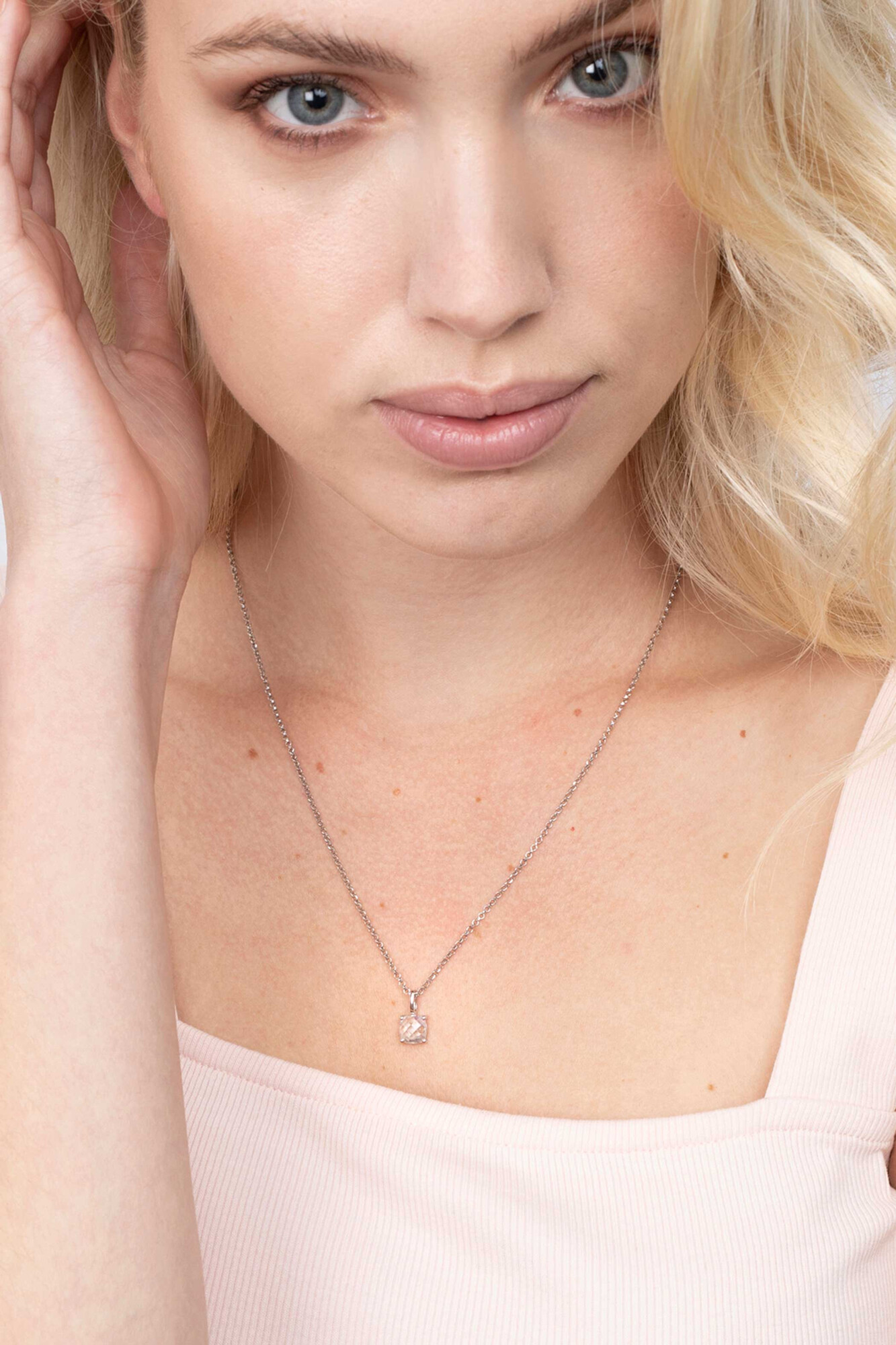 ZINZI Sterling Silver Pendant Square White ZIH2073