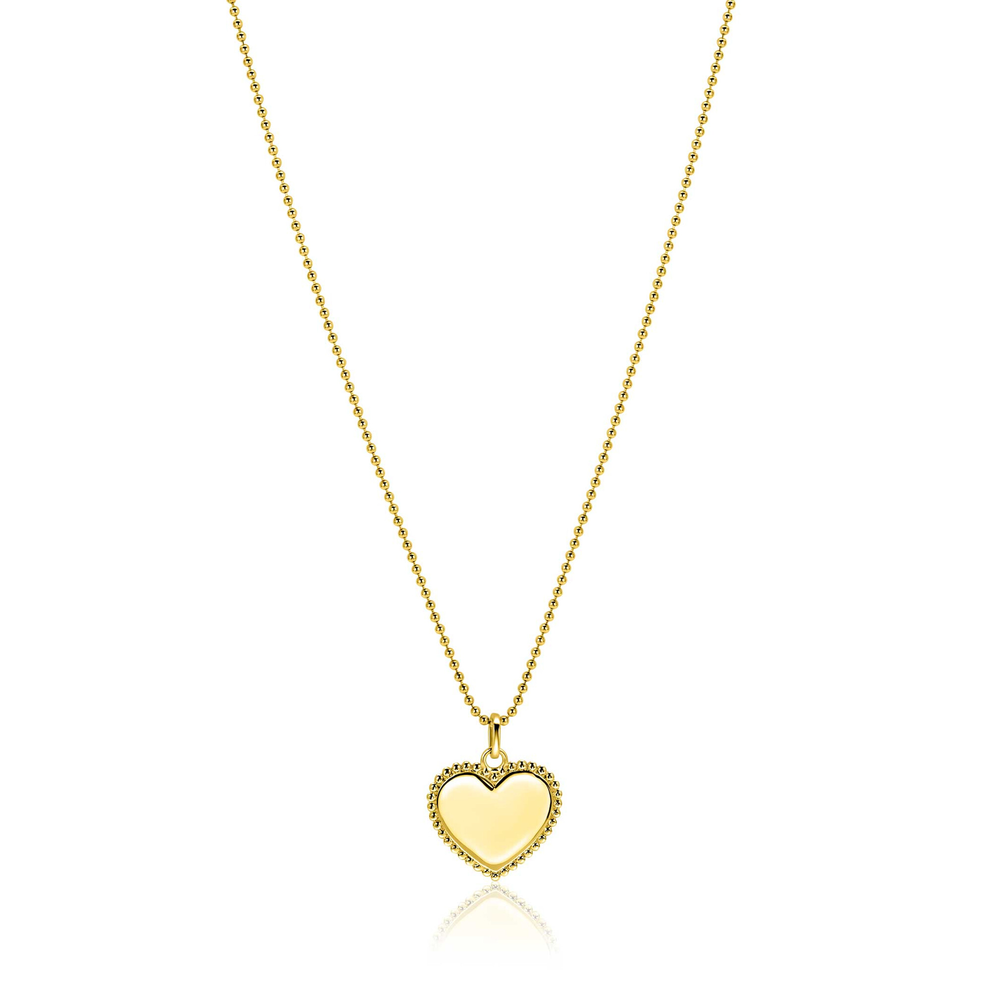 21mm ZINZI gold plated silver heart pendant with pearl rim for engraving ZIH2653G (without chain)