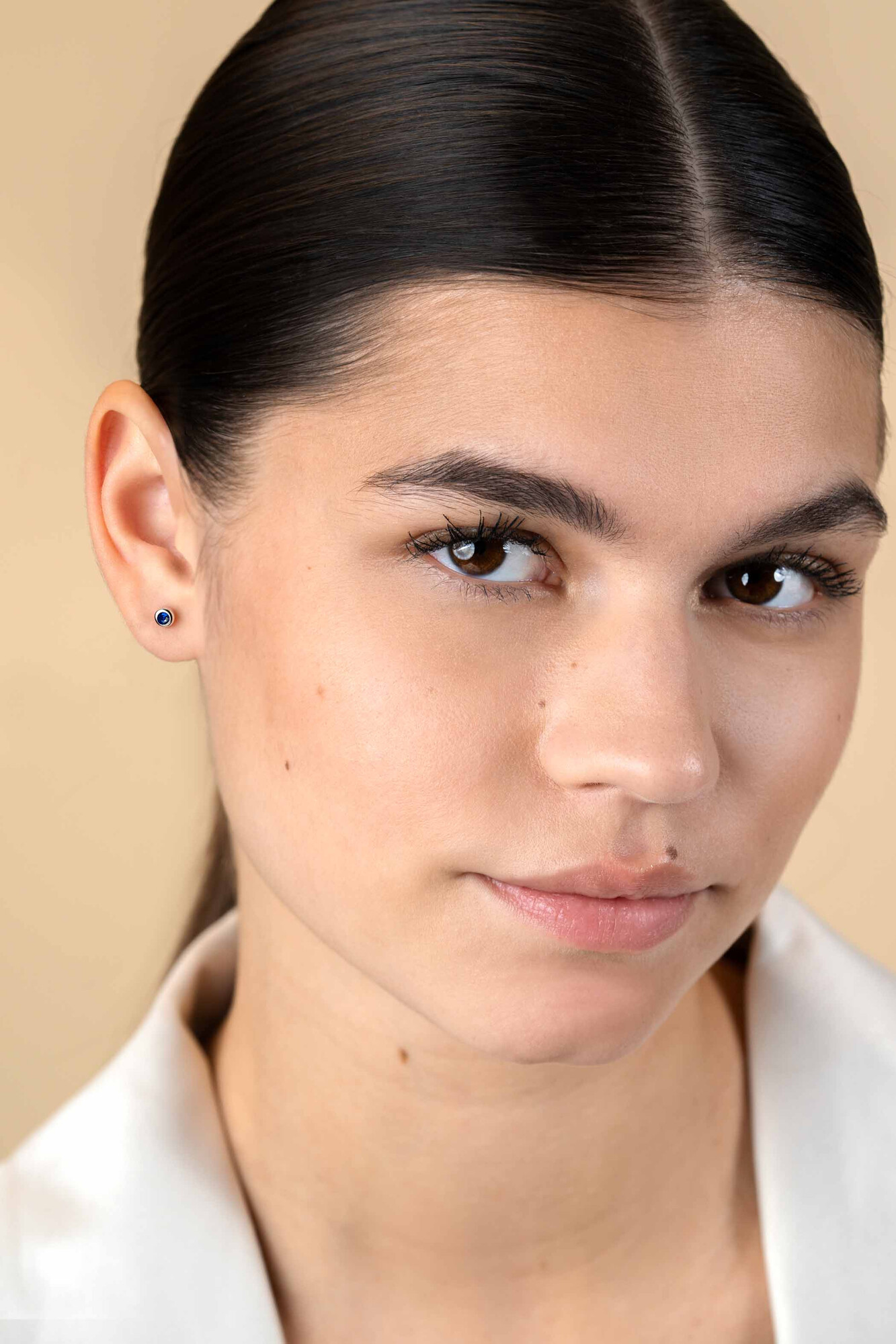 SEPTEMBER Stud Earrings 4mm Sterling Silver with Birthstone Blue Sapphire Zirconia