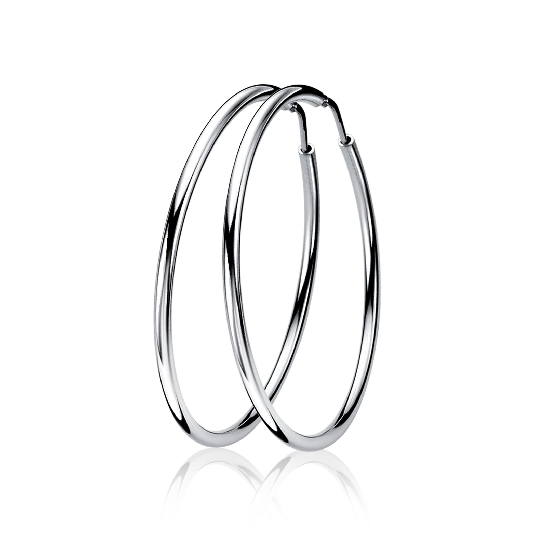 35mm ZINZI Sterling Silver Hoop Earrings 35x2mm ZIO435