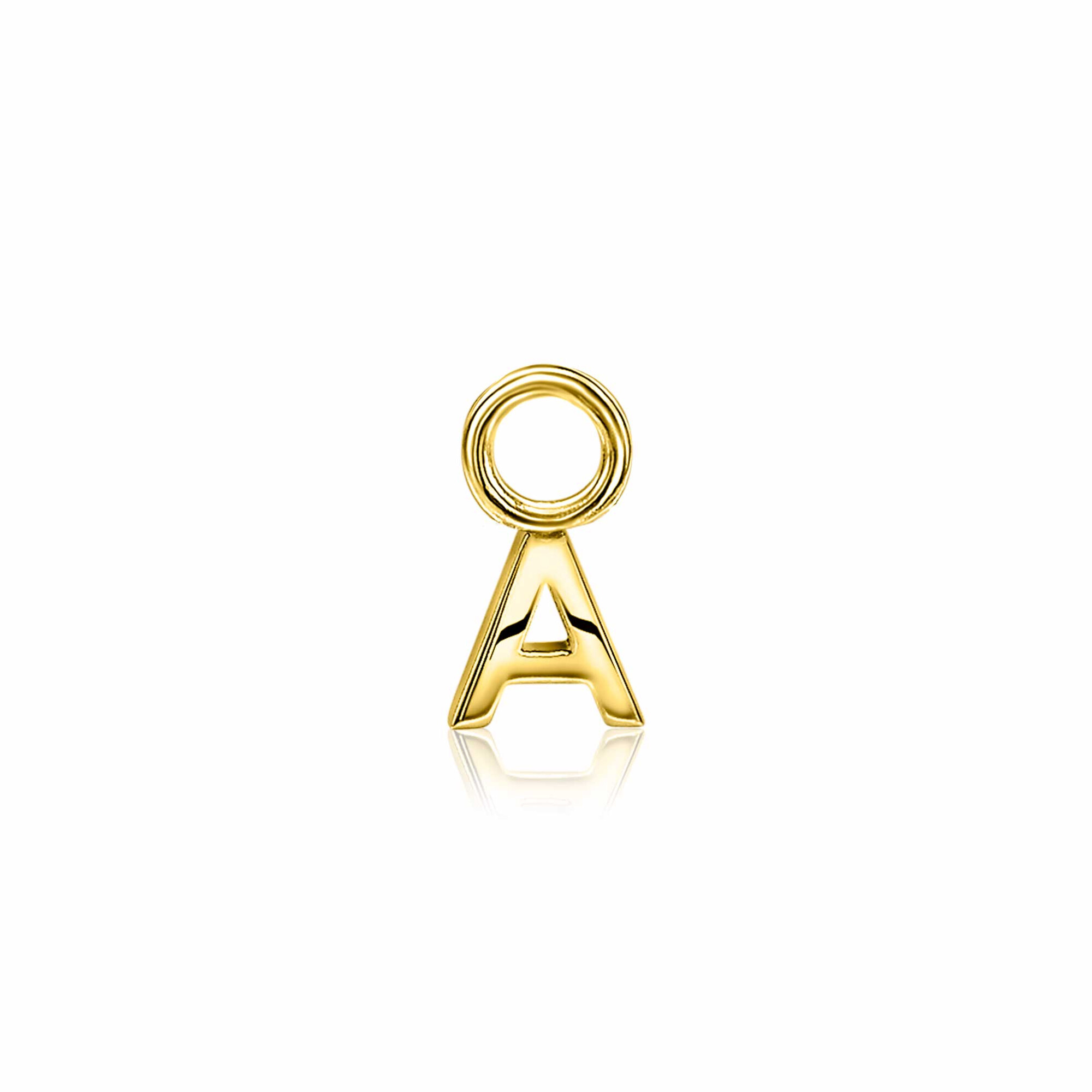 ZINZI Gold Plated Letter Earrings Pendant A price per piece ZICH2145A (excl. hoop earrings)