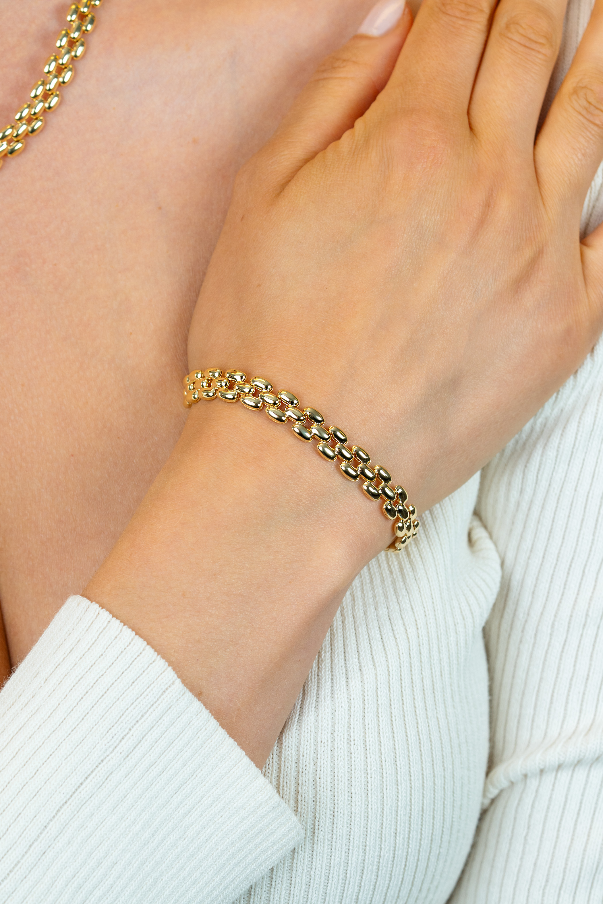 ZINZI zlv. armband gg.verg. rolex-style breed 8mm