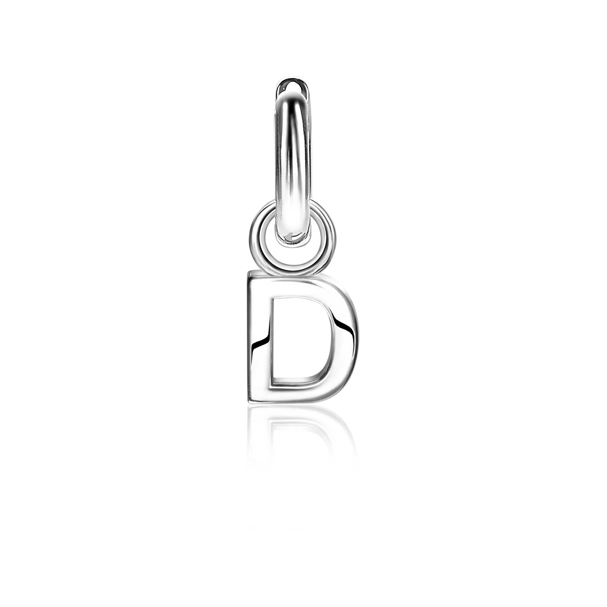ZINZI Sterling Silver Letter Earrings Pendant D price per piece ZICH2144D (excl. hoop earrings)