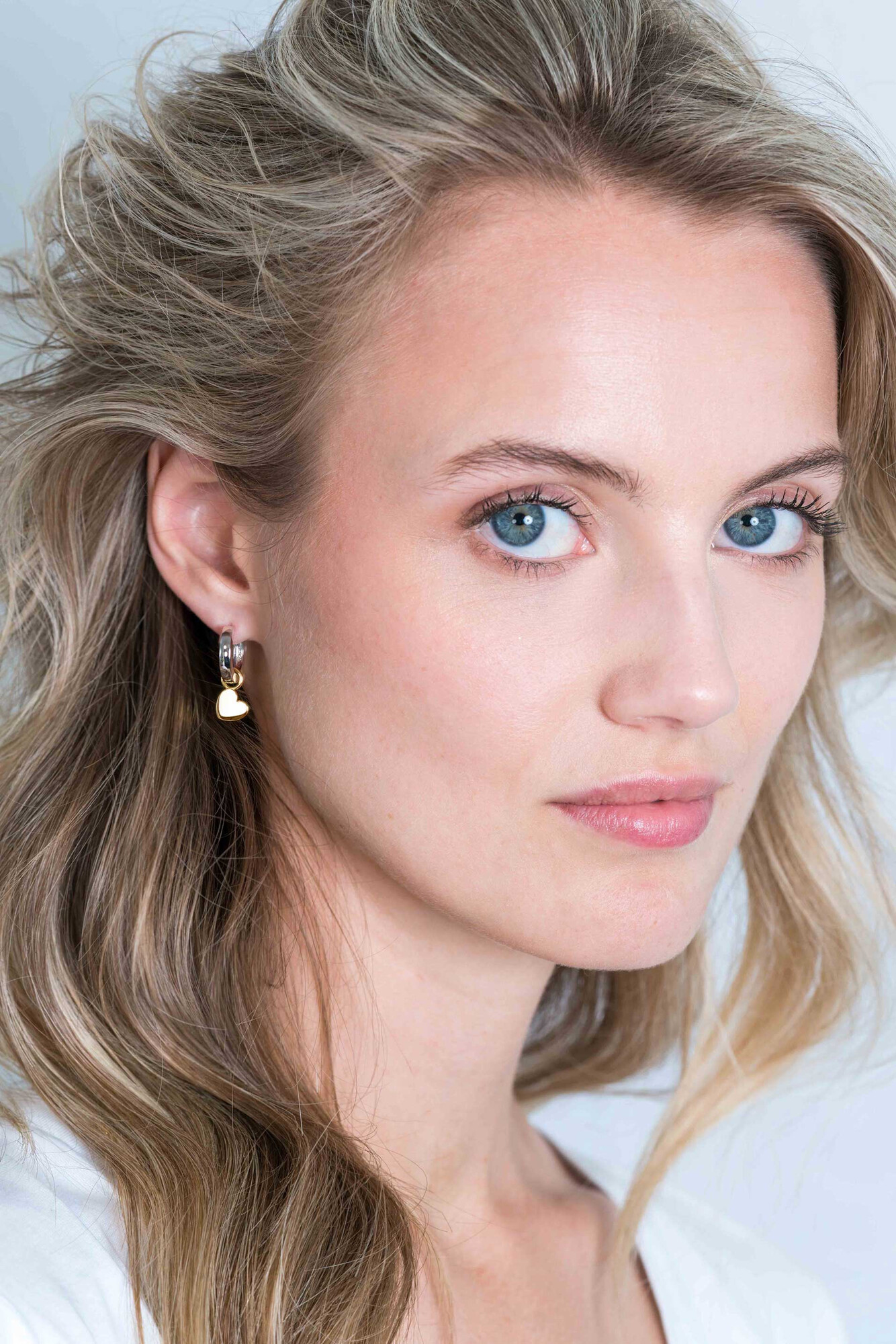 ZINZI Gold Plated Sterling Silver Earrings Pendants Heart 8mm ZICH1826G (excl. hoop earrings)