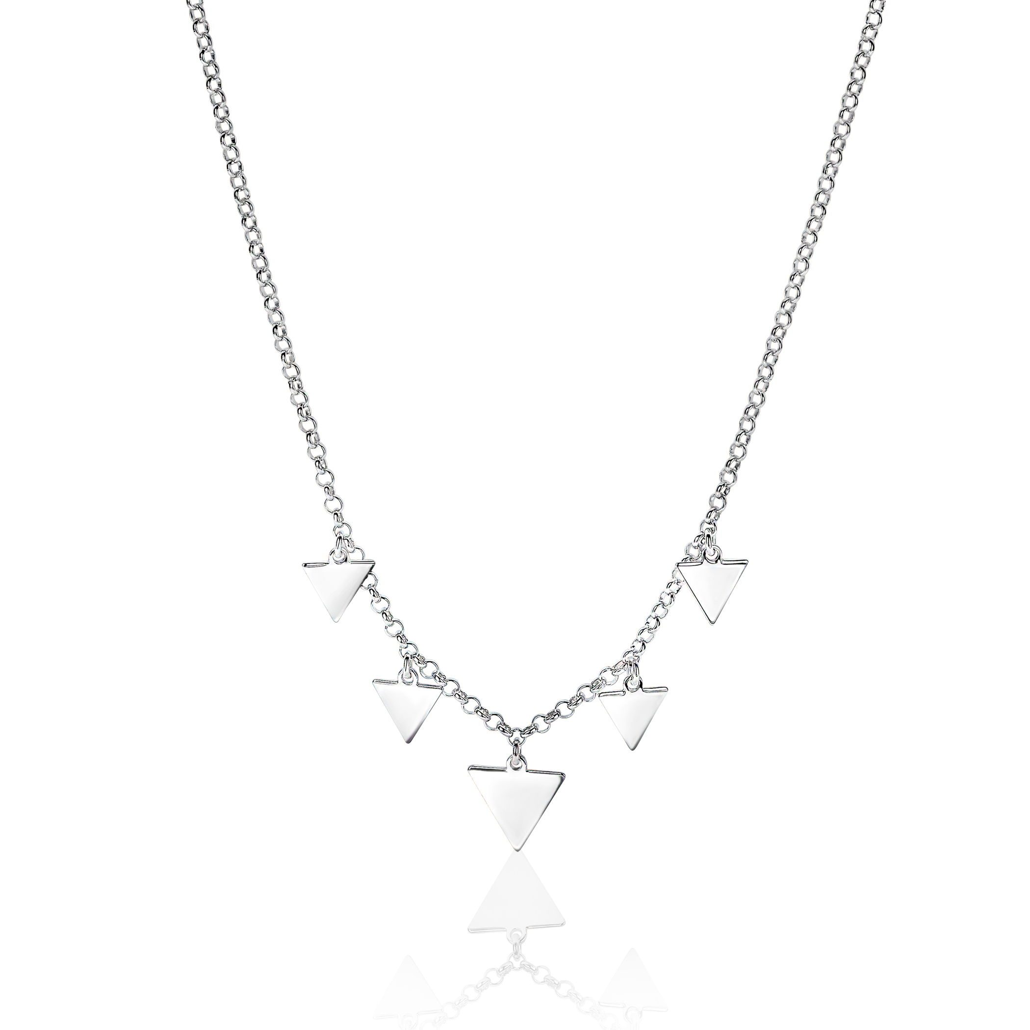 ZINZI Sterling Silver Fantasy Necklace with 5 Dangling Triangles 45cm ZIC1555