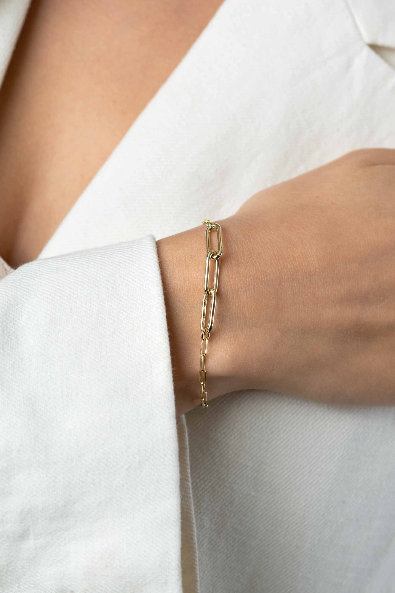ZINZI Gold Plated Sterling Silver Chain Bracelet with 3 Large Oval Chains 16,5-19,5cm ZIA2522