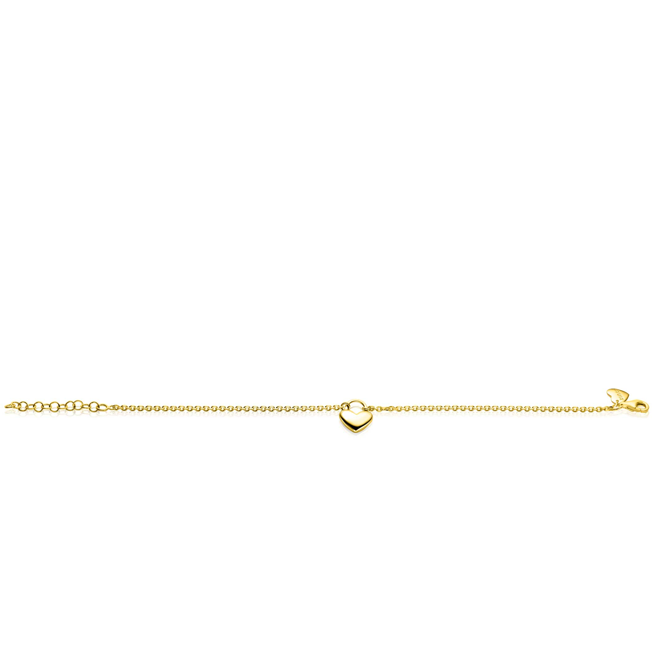 ZINZI gold plated silver link bracelet with a heart-shaped lock pendant 17-20cm ZIA2673G