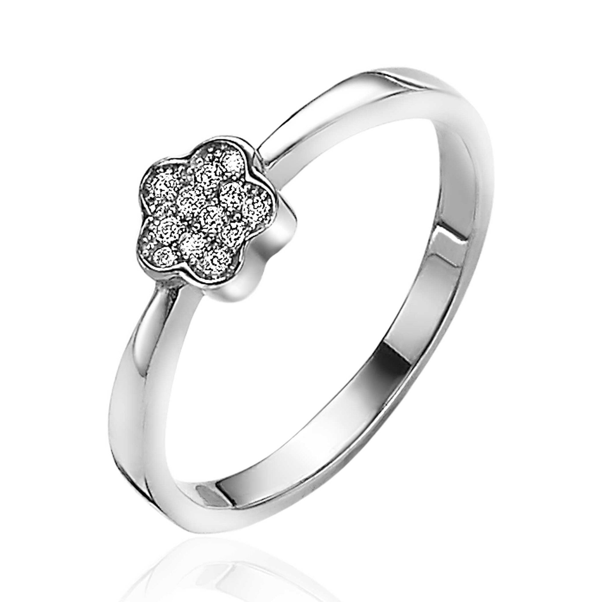 ZINZI Sterling Silver Ring with Flower White Zirconias ZIR1115