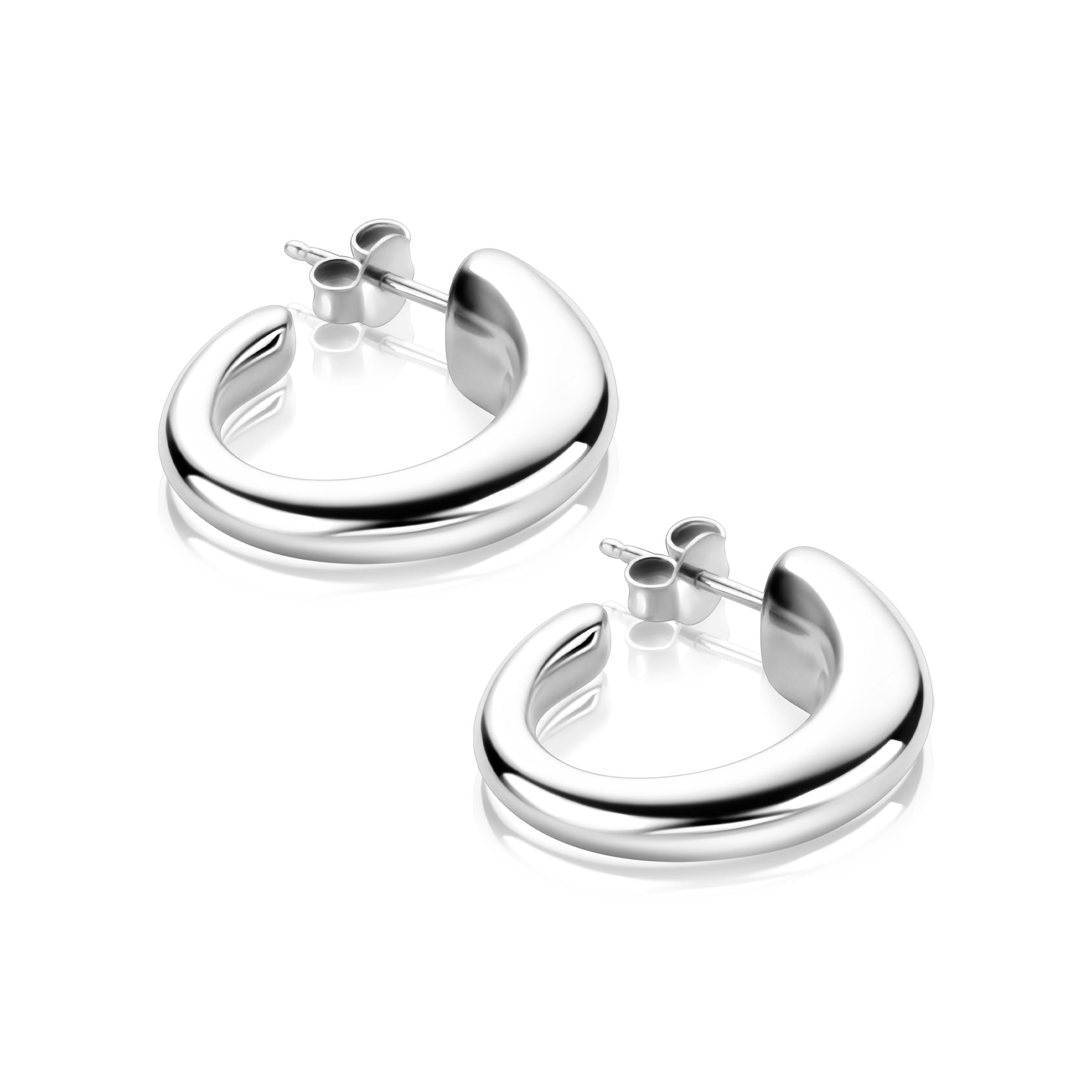 ZINZI zlv. oorsteker halfrond bol aflopend 21x7mm