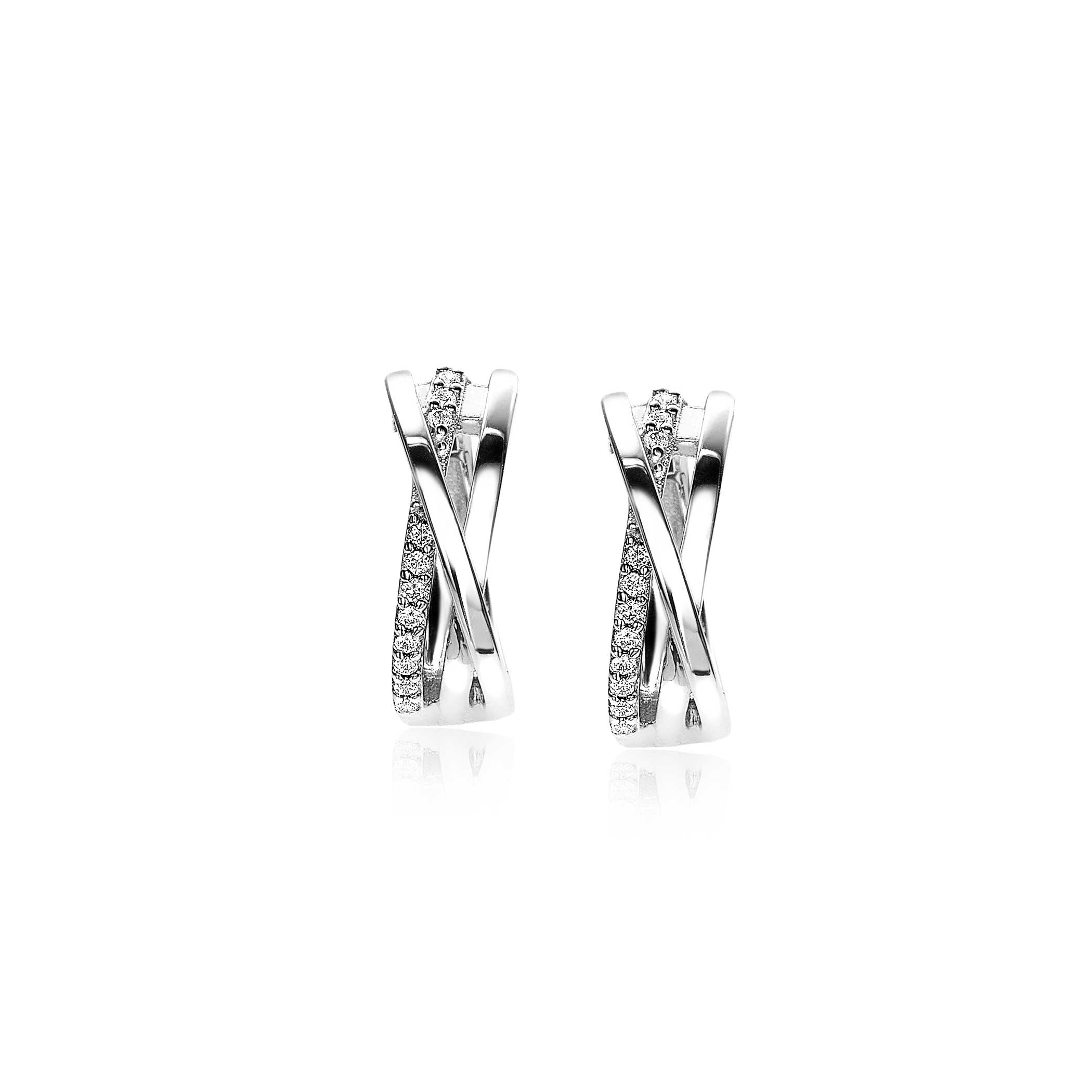 16mm ZINZI Sterling Silver Crossover Hoop Earrings White 16x5,5mm ZIO1774