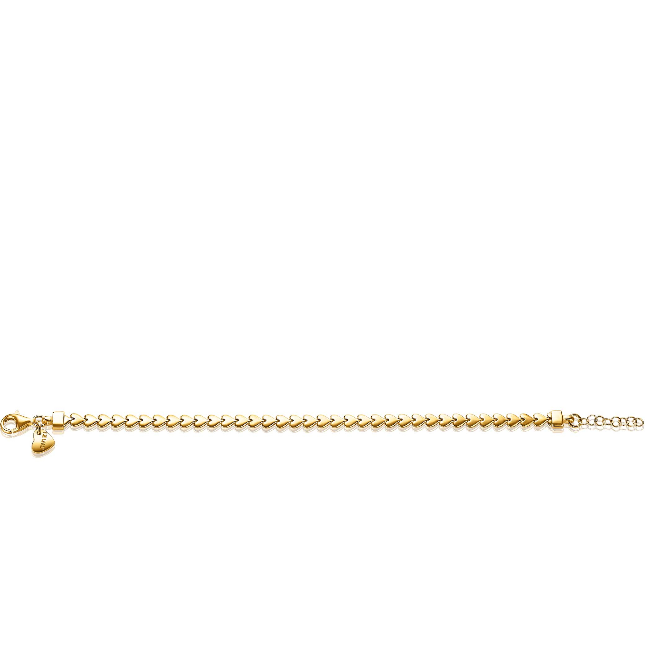 ZINZI Gold Plated Sterling Silver Bracelet Hearts width 4,5mm ZIA1798G