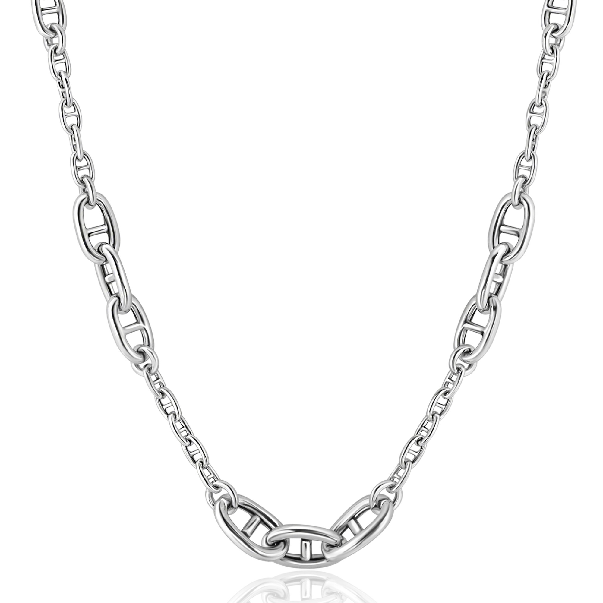 ZINZI Sterling Silver Marine Chain Necklace with Trendy Larger Marine Chains 7mm width 43-48cm ZIC2407