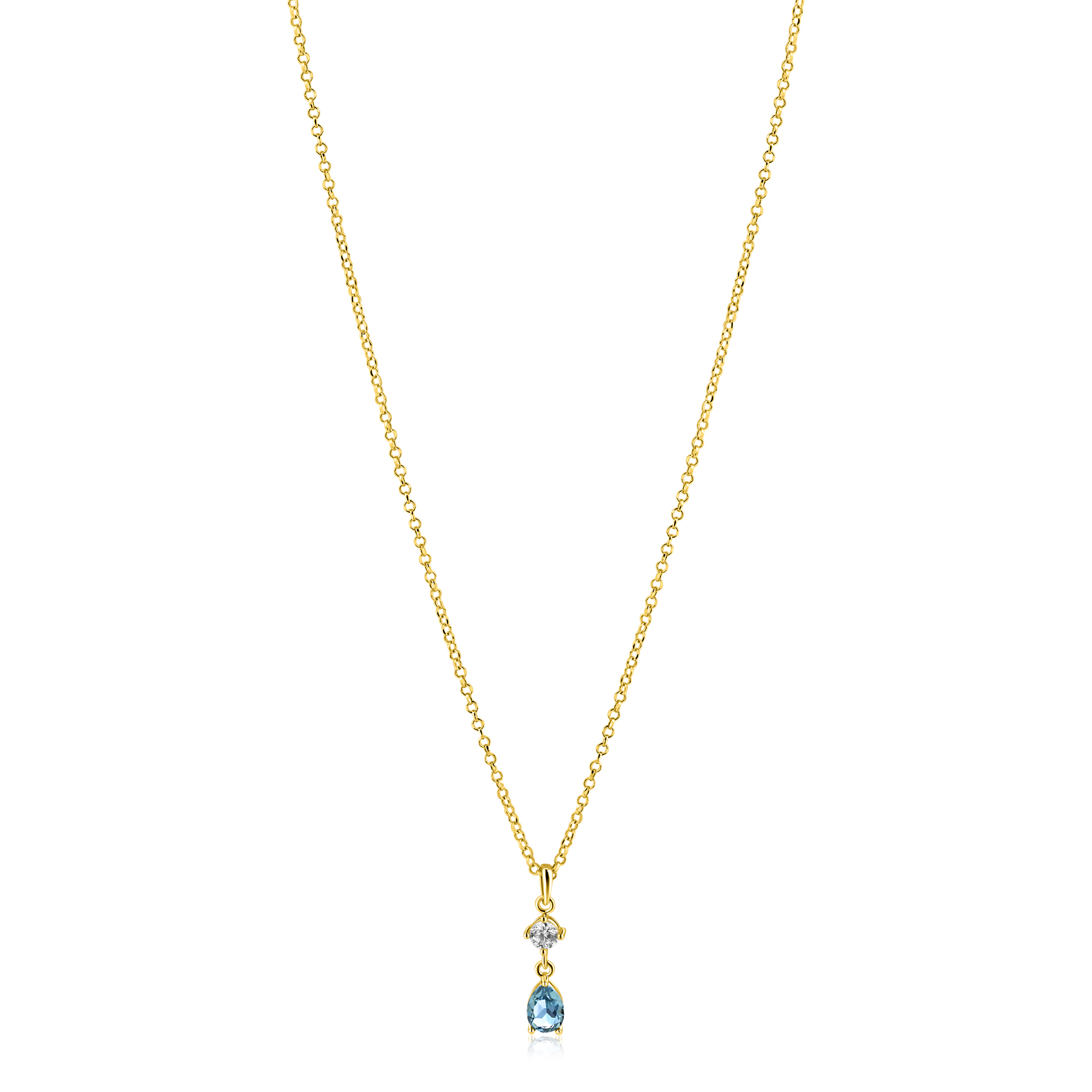 ZINZI zlv.collier gg.verg.hanger peer blauw/VK zirc