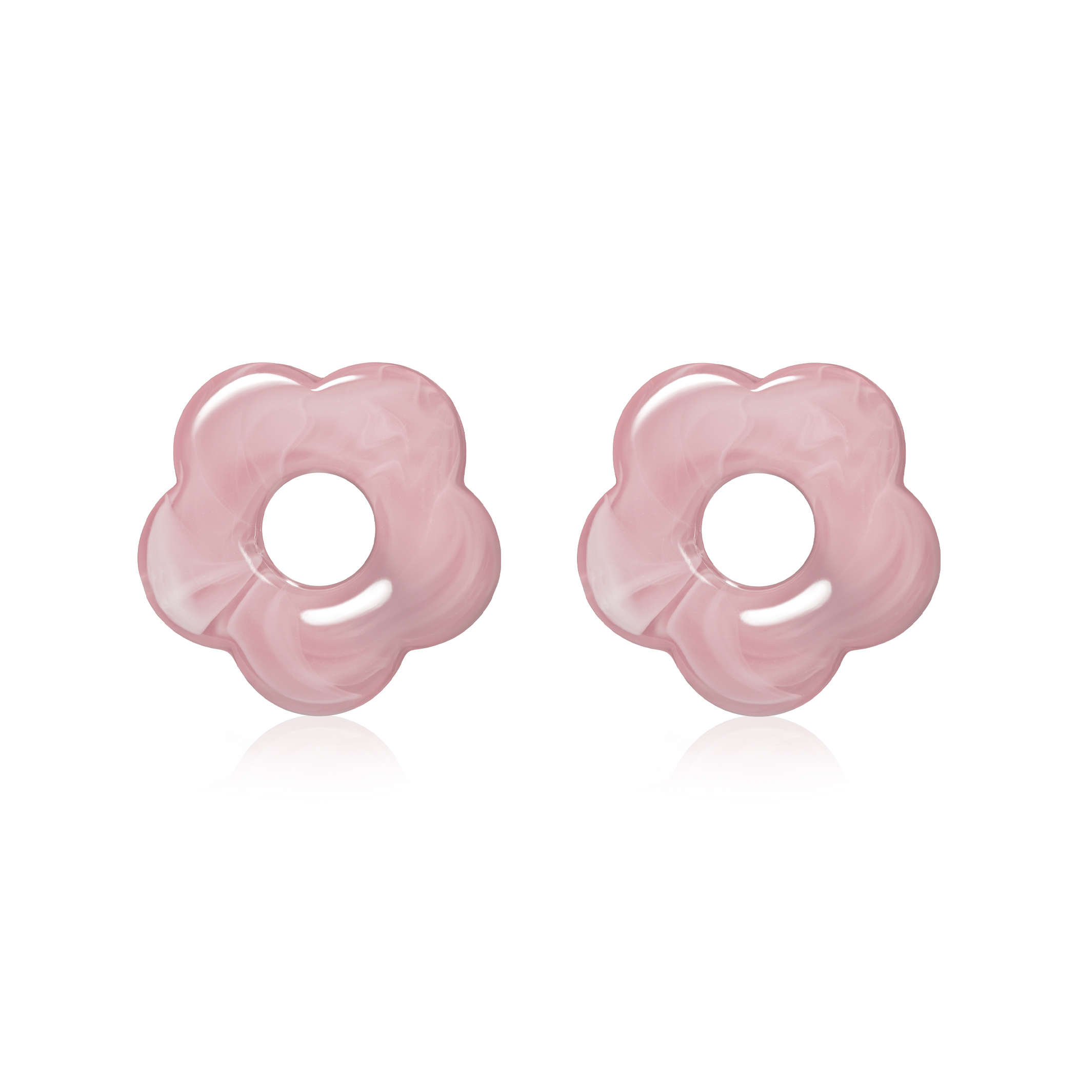26mm flower-shaped pink synthetic earring charms ZICH2720R