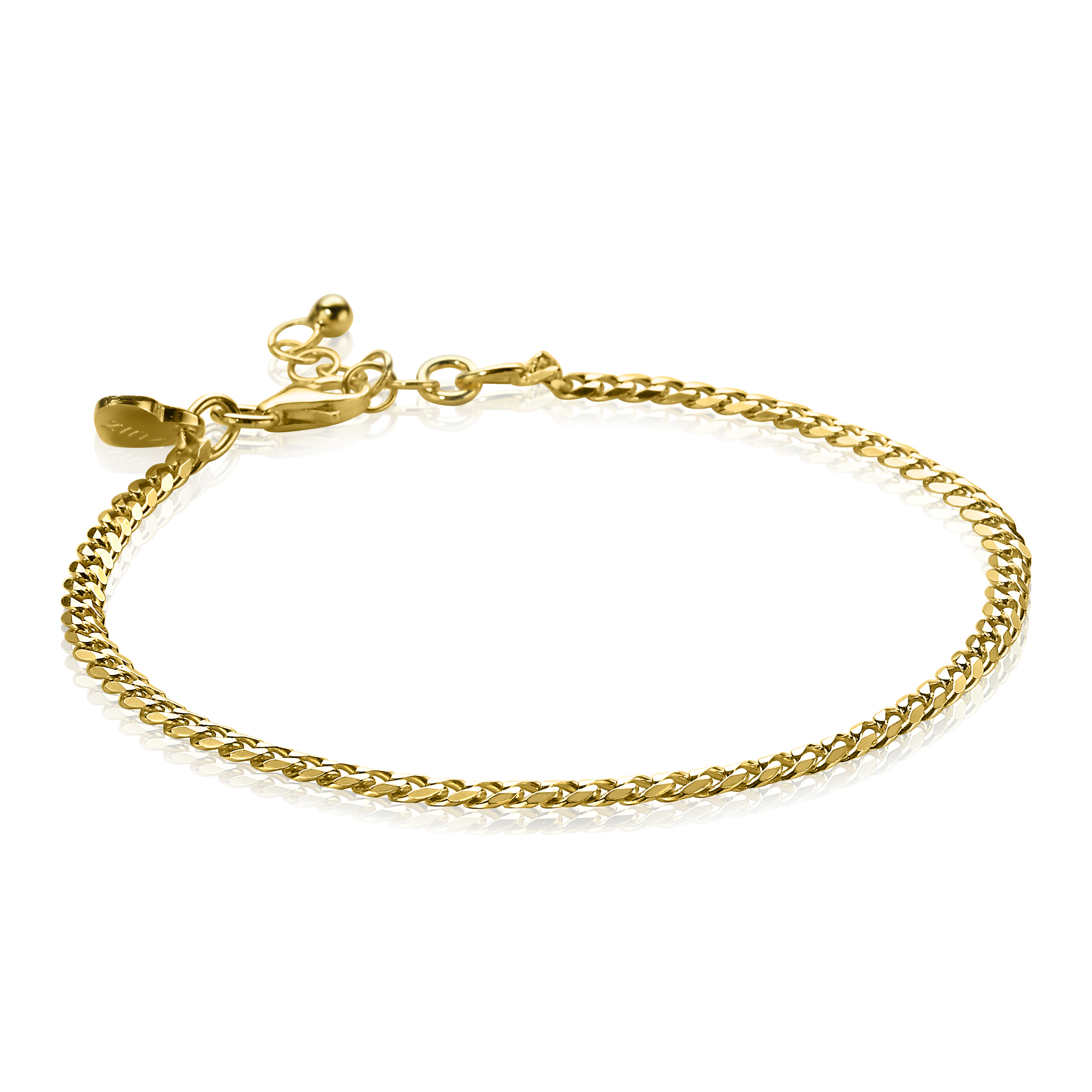 ZINZI Gold Plated Sterling Silver Curb Chain Bracelet 3mm ZIA1418G