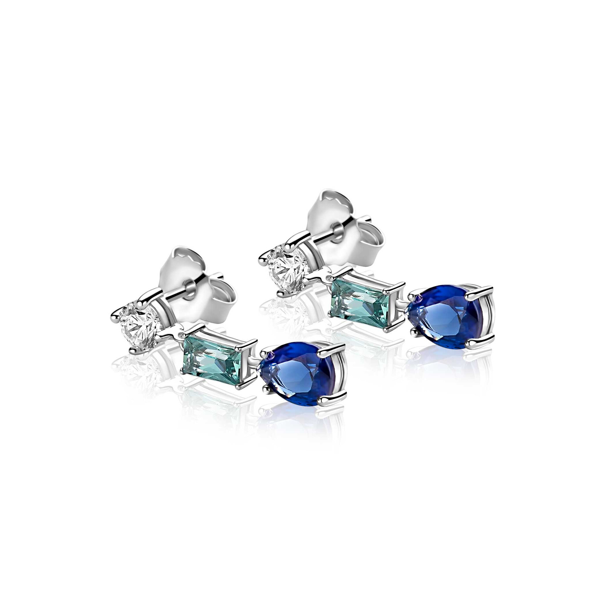 ZINZI zlv. oorsteker blauw peer/lichtbl.rechthoek/zc