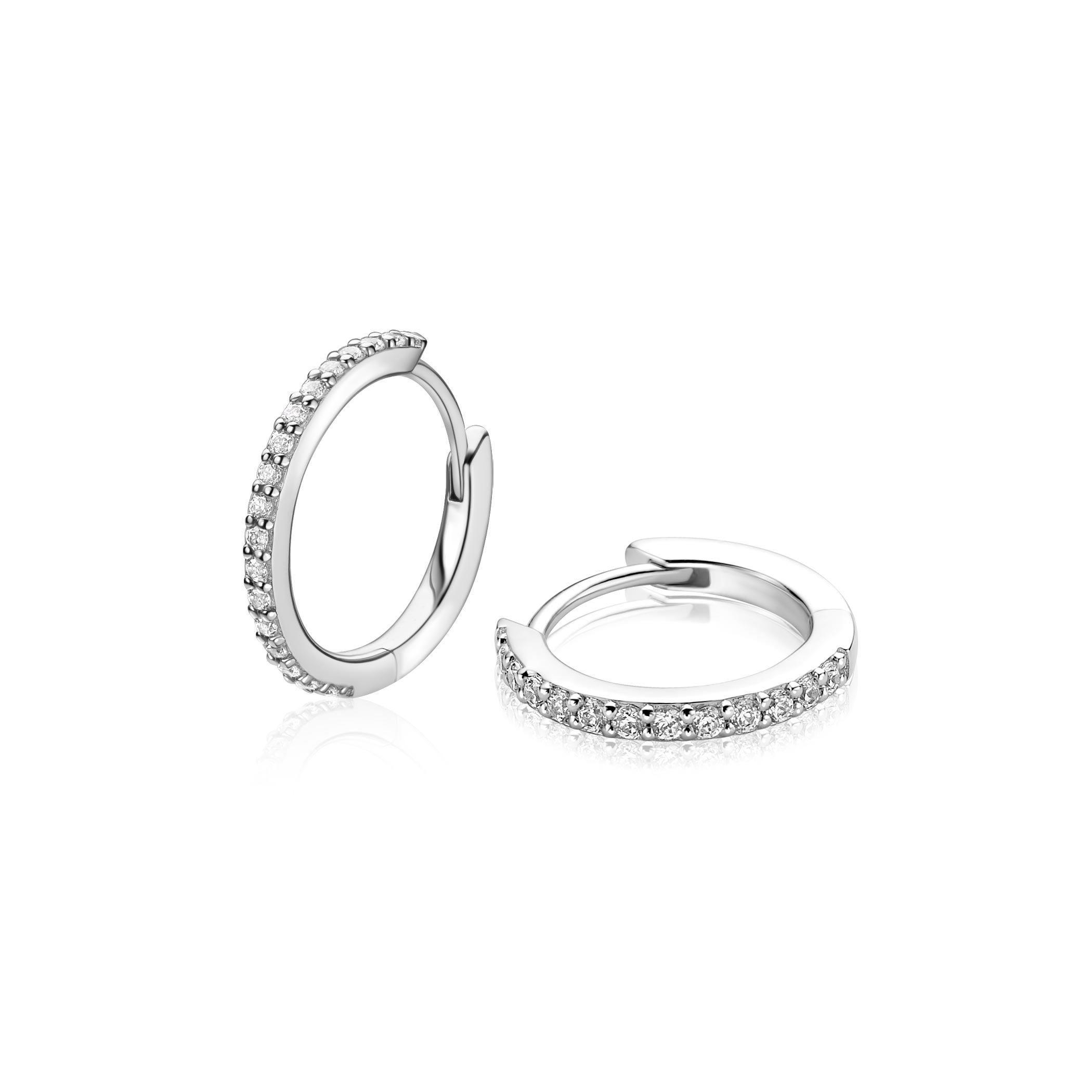 ZINZI zlv. klapcreolen met zirconia's 13x1.6mm