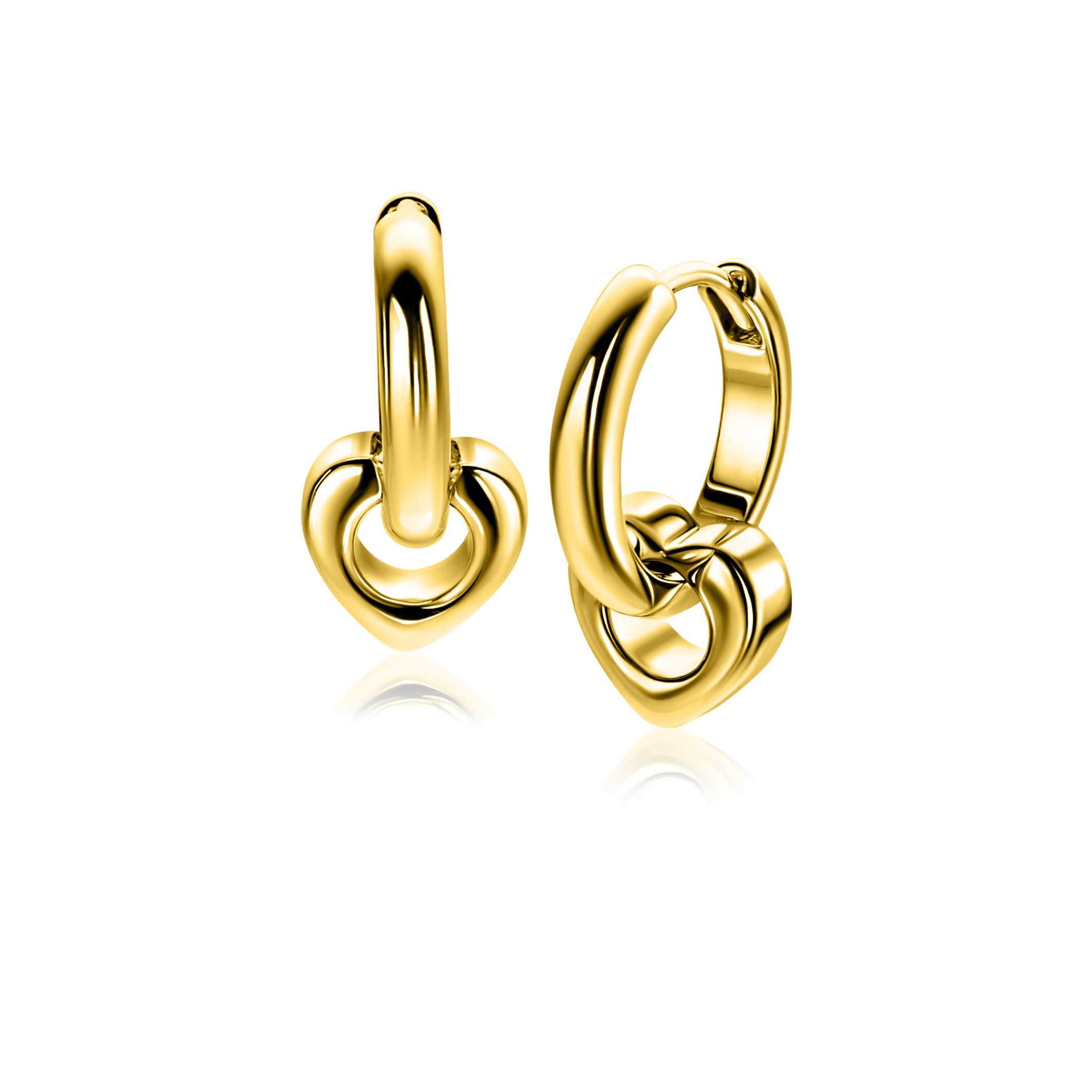 10mm ZINZI gold plated silver heart-shaped earring charms ZICH2695G (without earrings)