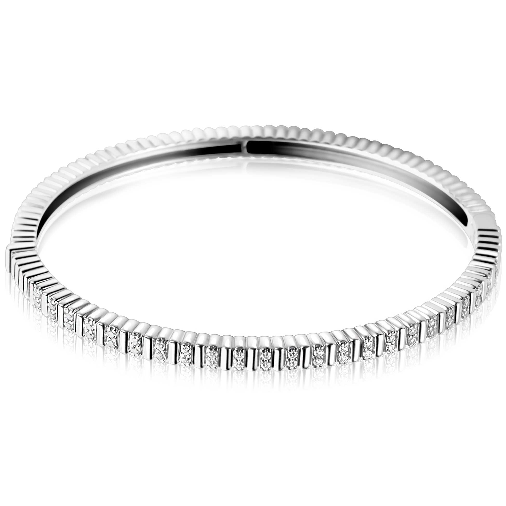 ZINZI silver bangle bracelet 4mm wide, set with white cubic zirconias, 60mm ZIA2686