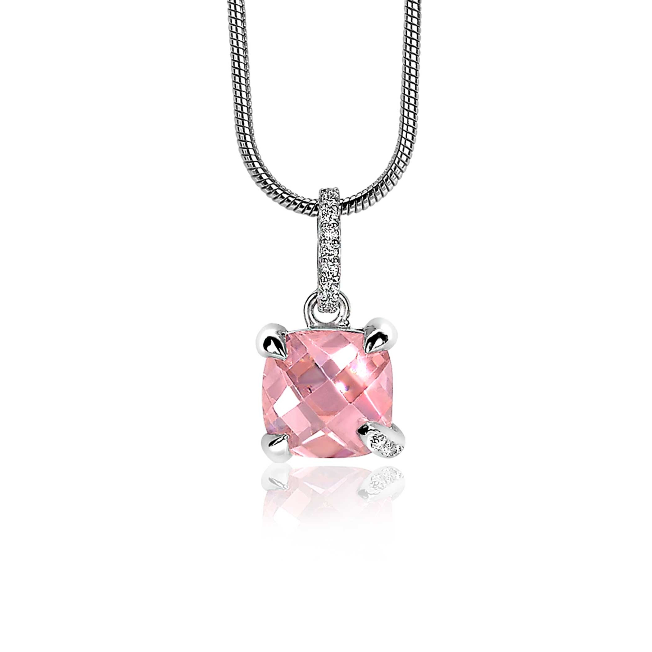 ZINZI Sterling Silver Pendant Square Pink ZIH1470R