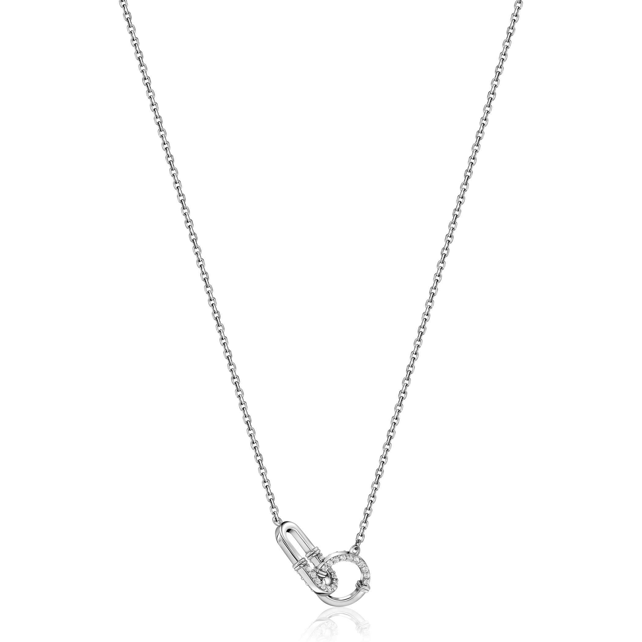 ZINZI zlv. collier verbonden rond/ovaal half zirc.