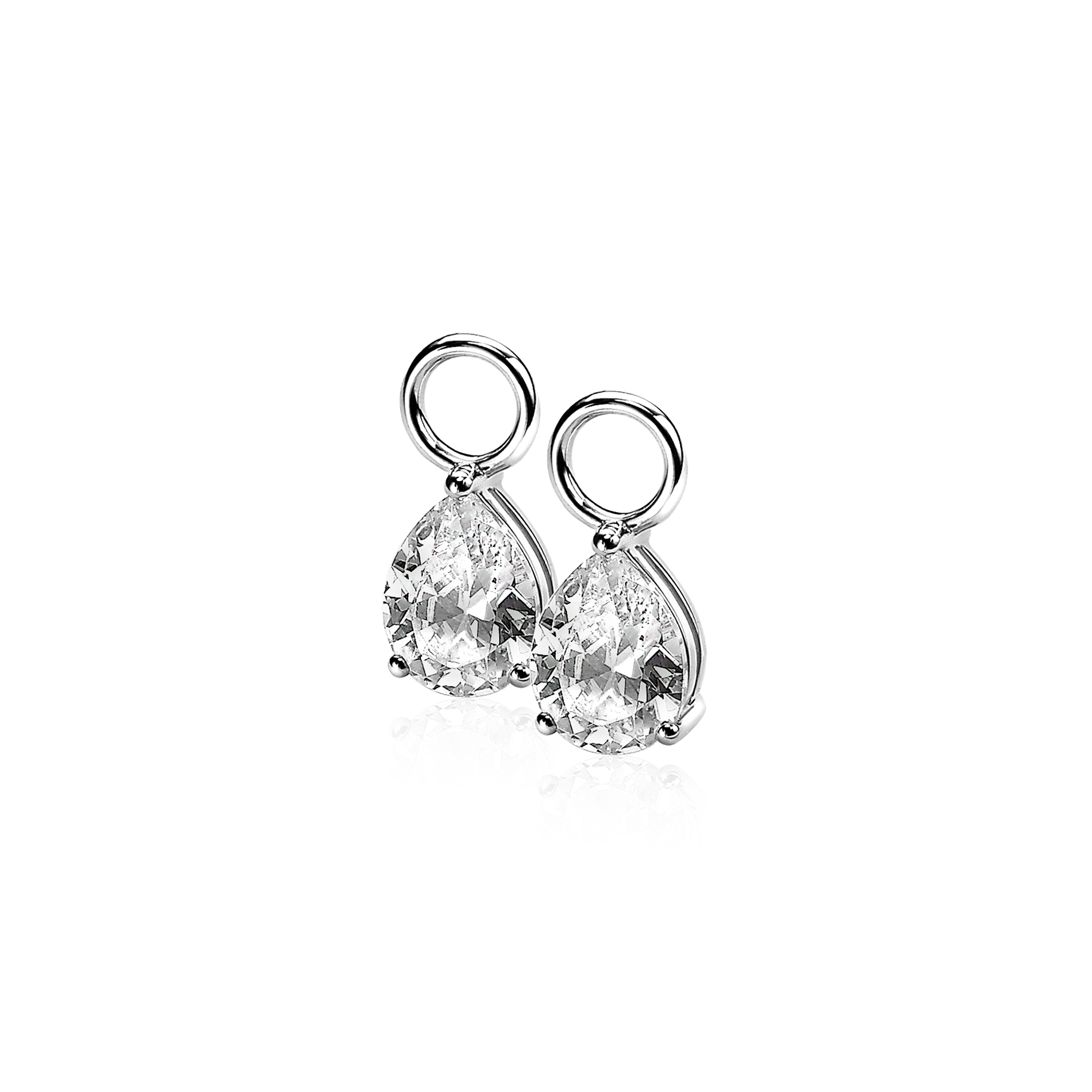 ZINZI Sterling Silver Earrings Pendants Drop White ZICH1302 (excl. hoop earrings)