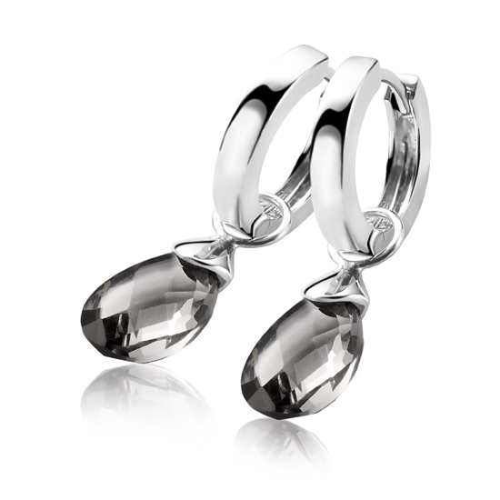 ZINZI Sterling Silver Earrings Pendants Pear Dark Grey ZICH1171Z (excl. hoop earrings)