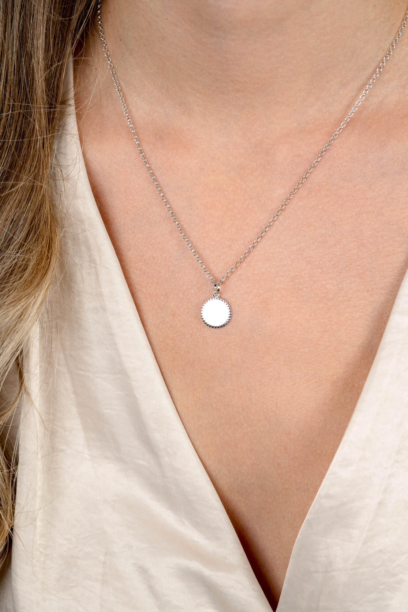 12mm ZINZI silver coin pendant with pearl rim for engraving ZIH2650 (without chain)