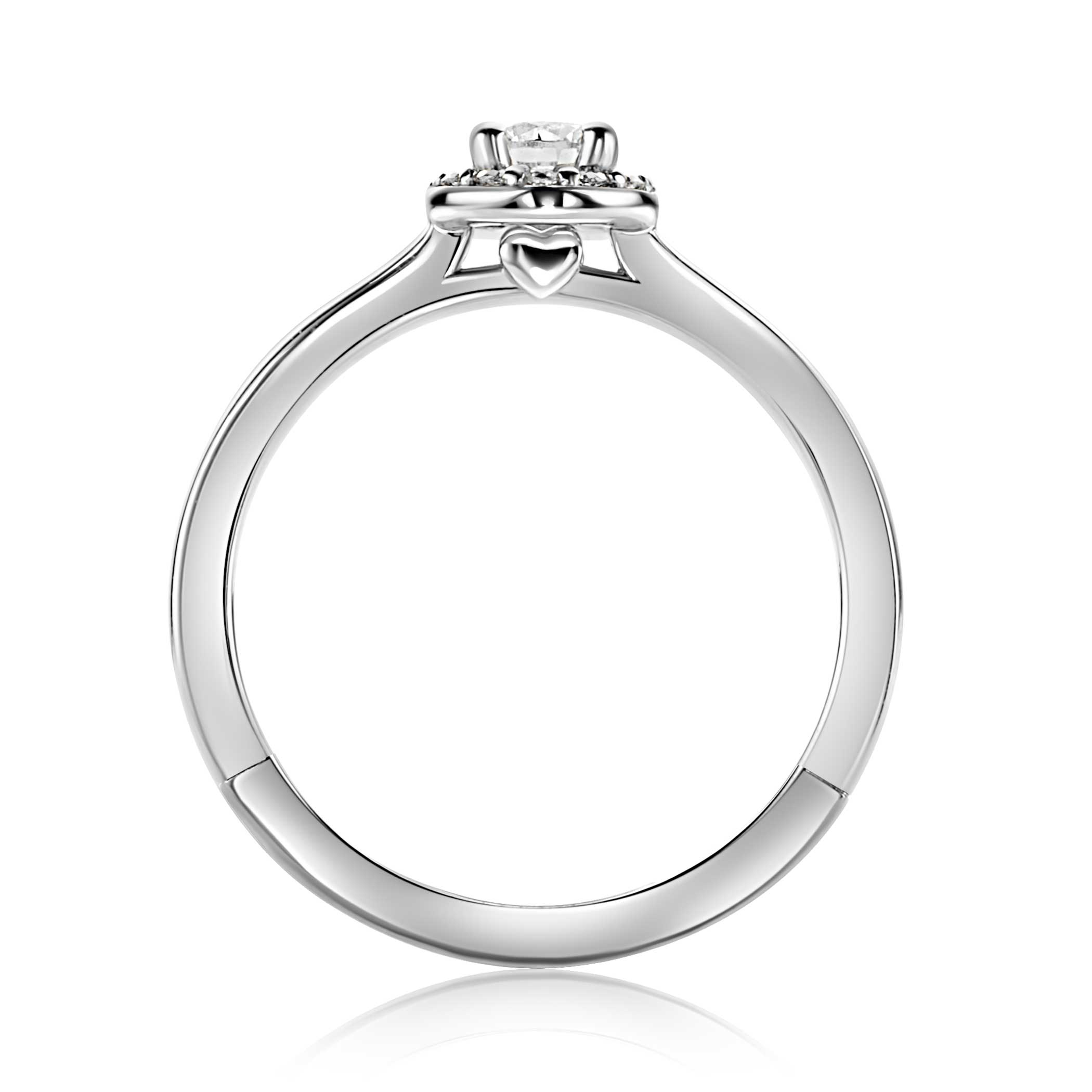 ZINZI silver entourage engagement ring set with white zirconia and a small heart on the side ZIR2697