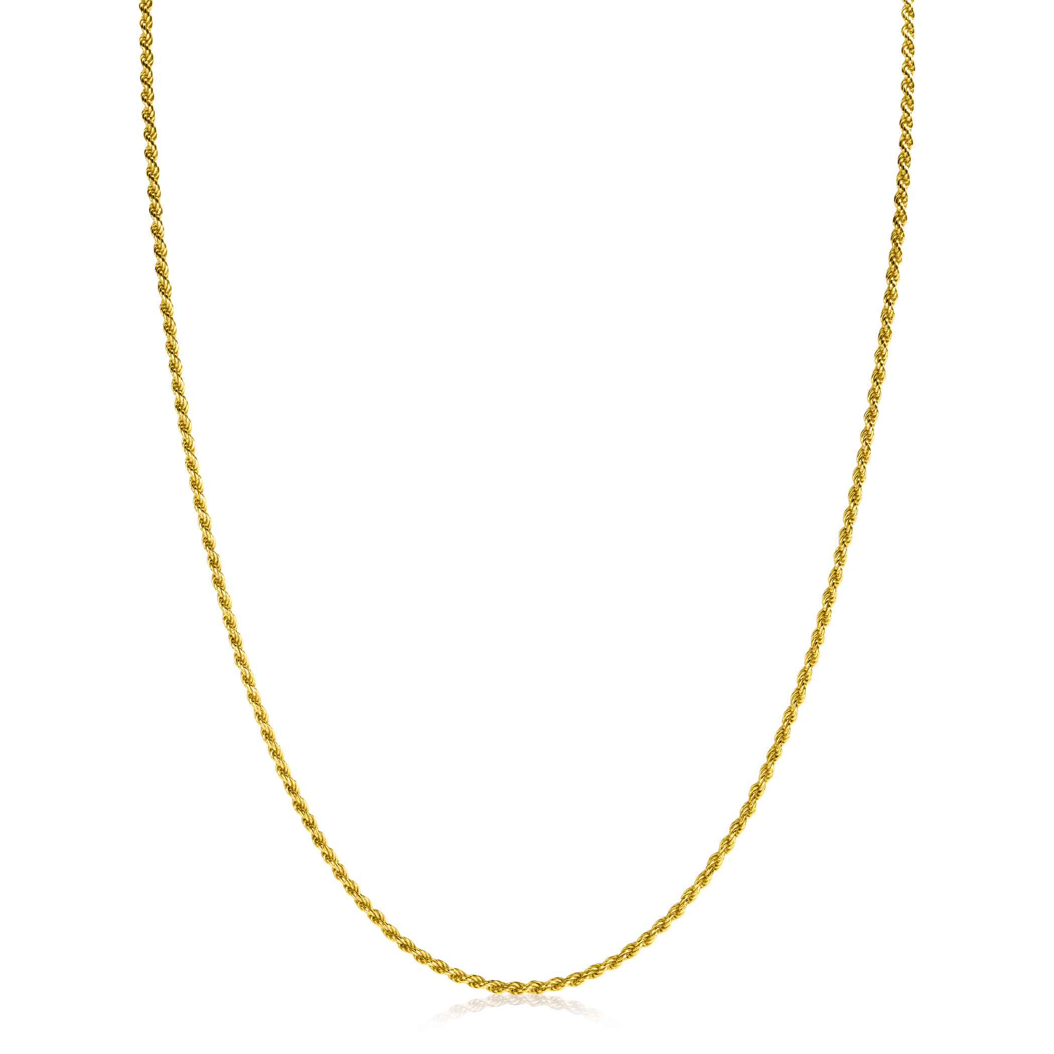 45cm ZINZI Gold Plated Sterling Silver Rope Necklace ZILC-K45G