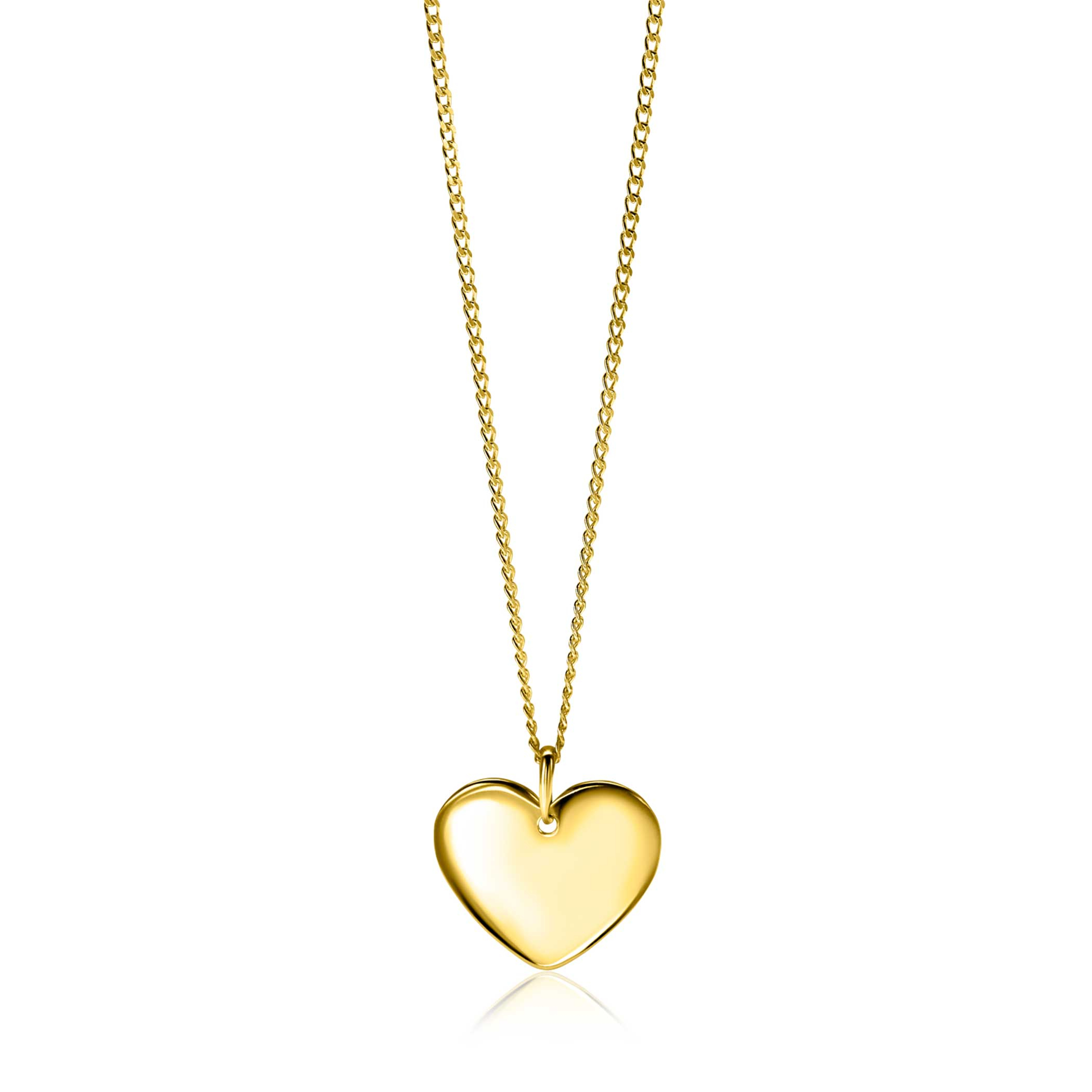 20mm ZINZI gold plated silver smooth heart pendant for engraving ZIH2346G20 (without chain)