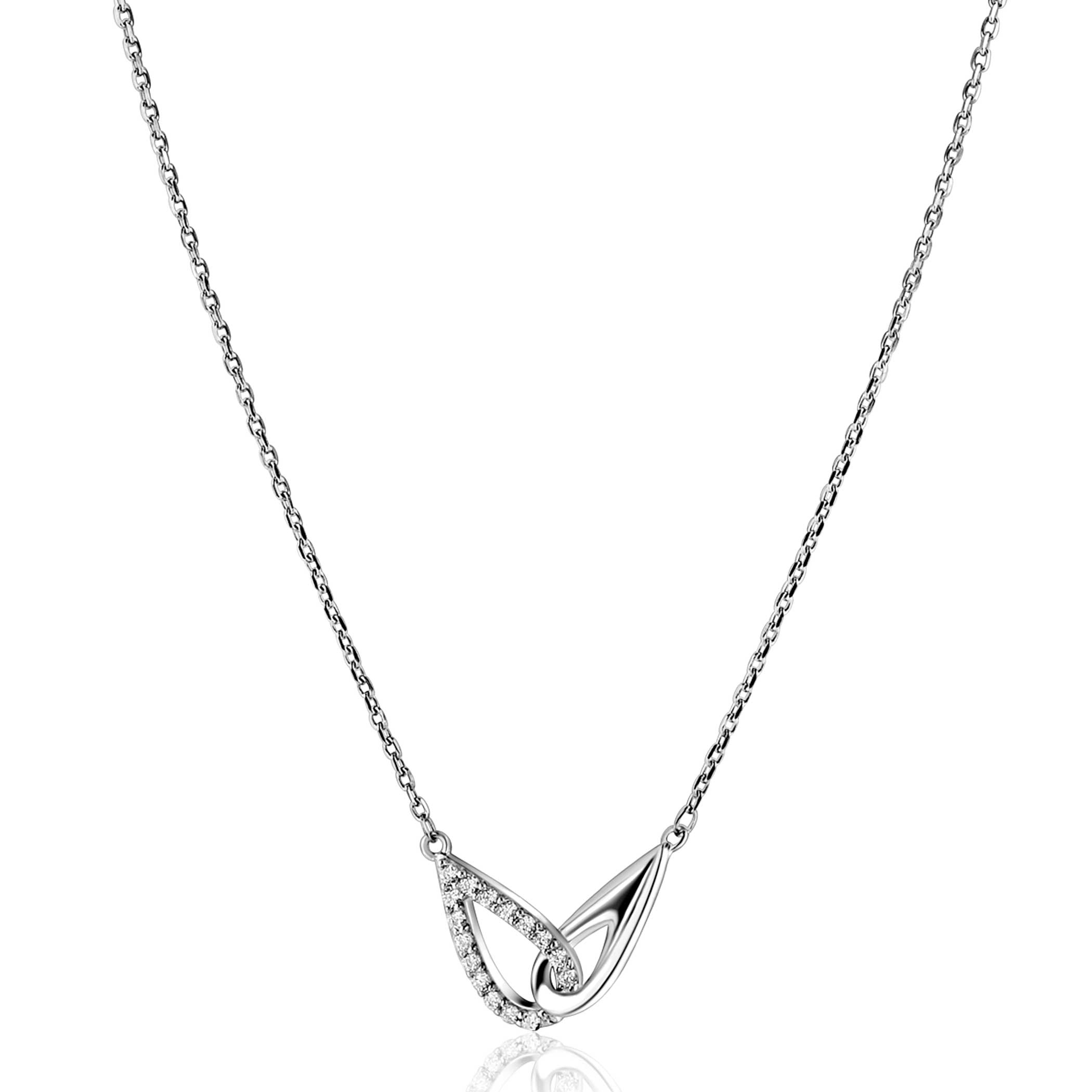 ZINZI zlv. collier verbonden druppelvormen 1x zirc.