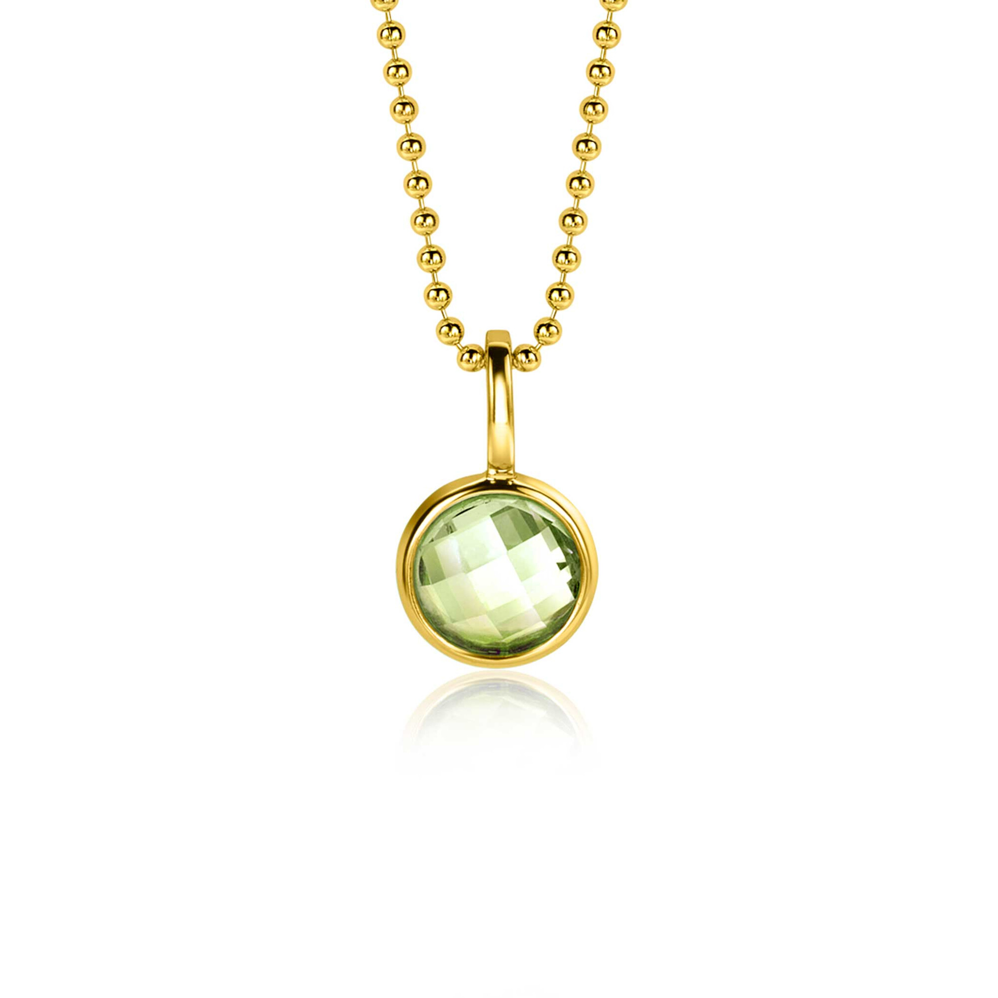 AUGUST Pendant 8mm Gold Plated Birthstone Green Peridot Zirconia (excl. necklace)