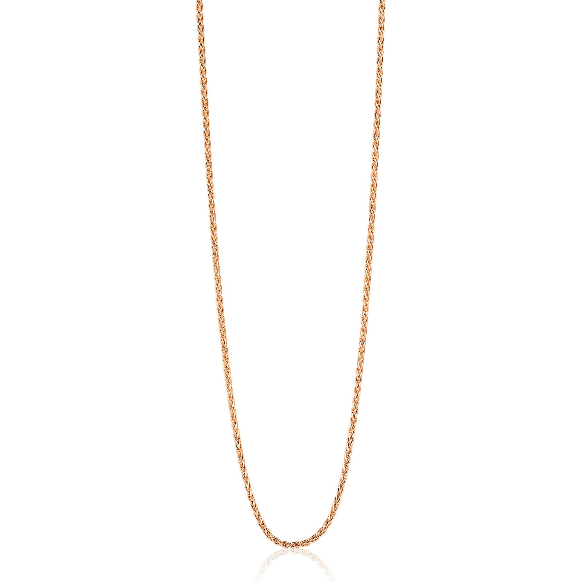 42cm ZINZI Rose Gold Plated Sterling Silver Wheat Chain Necklace ZILC-P42R