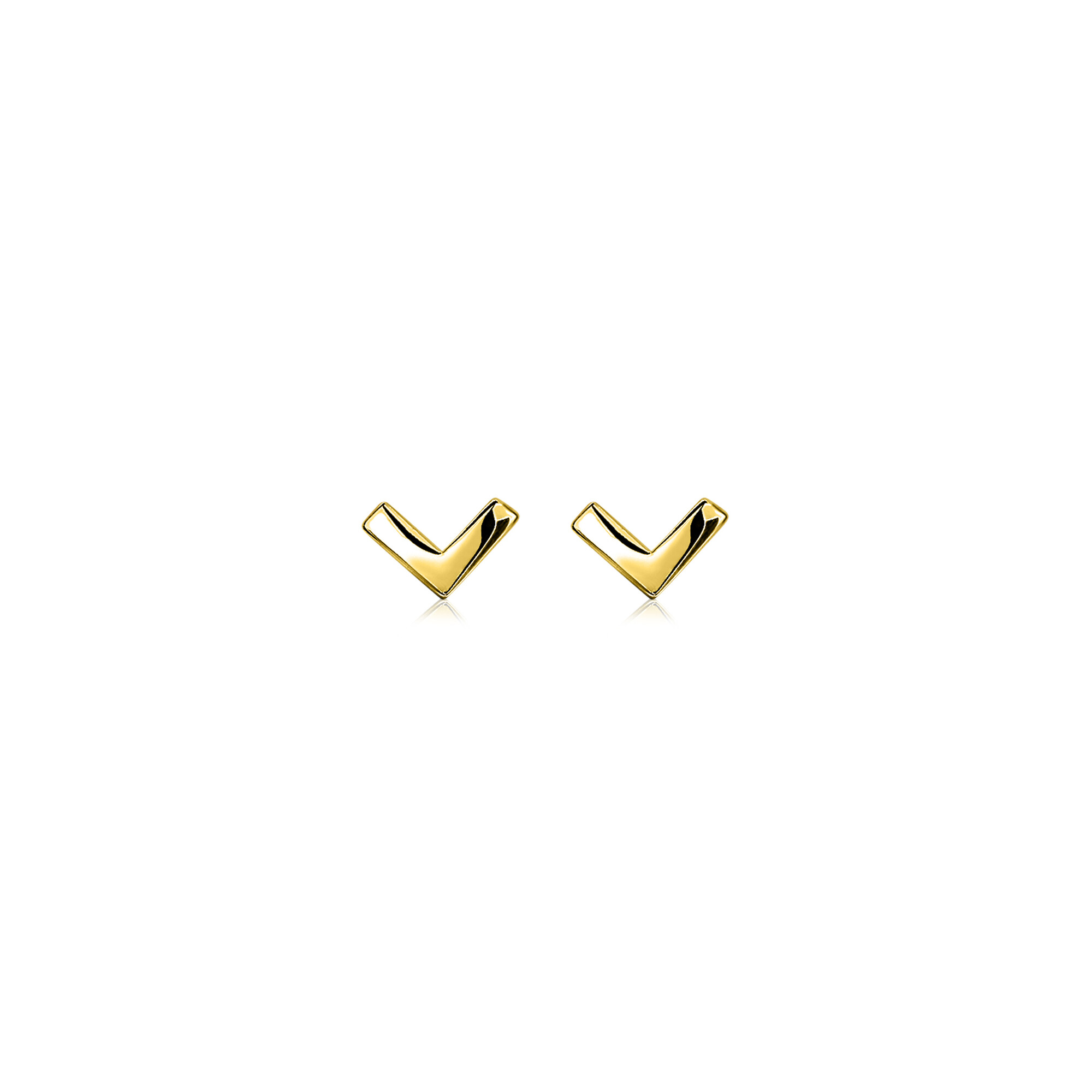7mm ZINZI Gold Plated Sterling Silver Stud Earrings V-Shape ZIO1380G