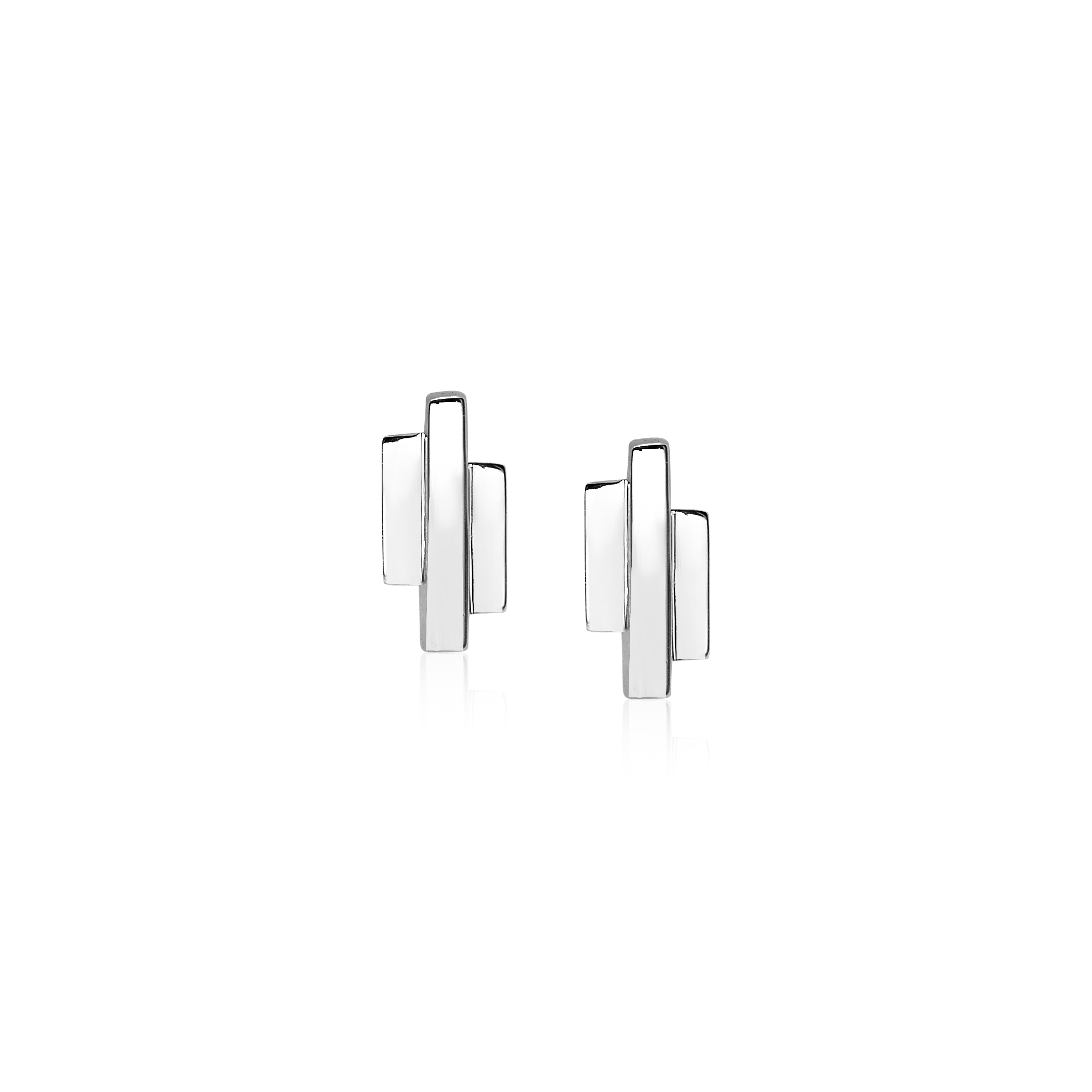 9mm ZINZI Sterling Silver Stud Earrings 3 Small Bars ZIO1586
